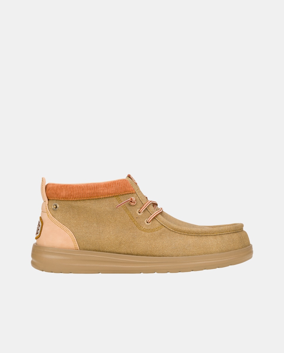 HeyDude - Botines de cordones de hombre en lona encerada repelente al agua.
