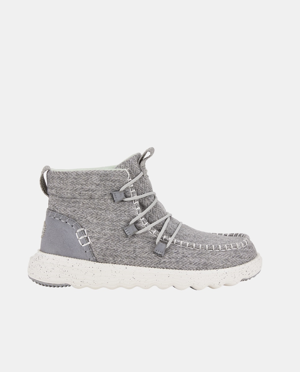 Botas de mujer de cordones en tejido - HeyDude - Gris Gris-1