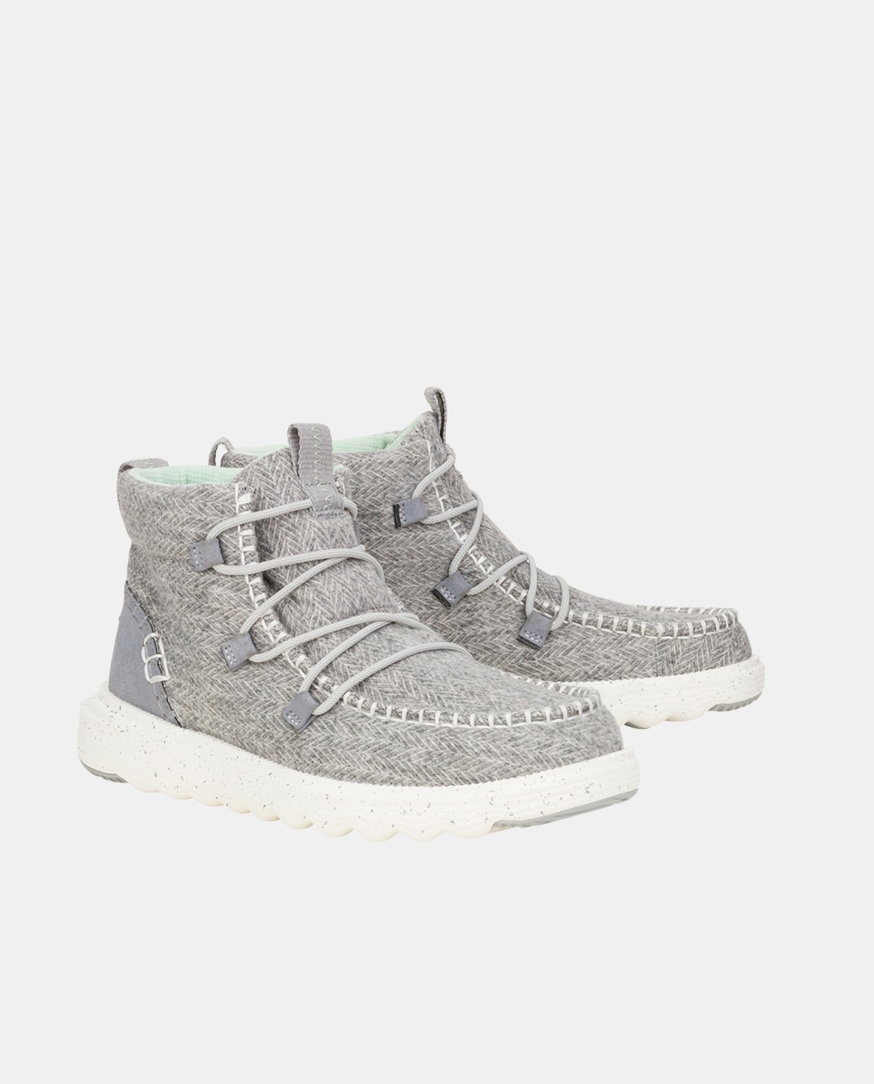 Botas de mujer de cordones en tejido - HeyDude - Gris Gris-2