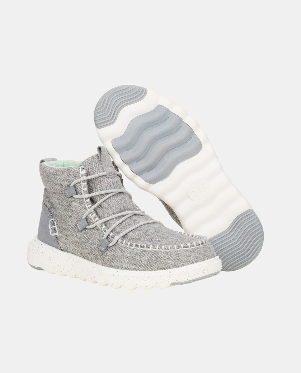 Botas de mujer de cordones en tejido - HeyDude - Gris Gris-3