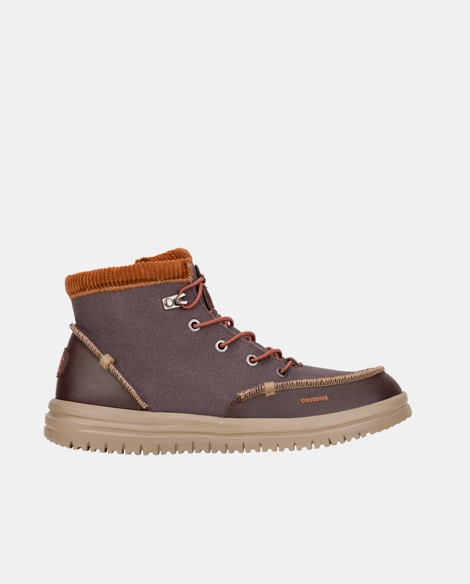 HeyDude - Botines de cordones de hombre en lona encerada y pana.