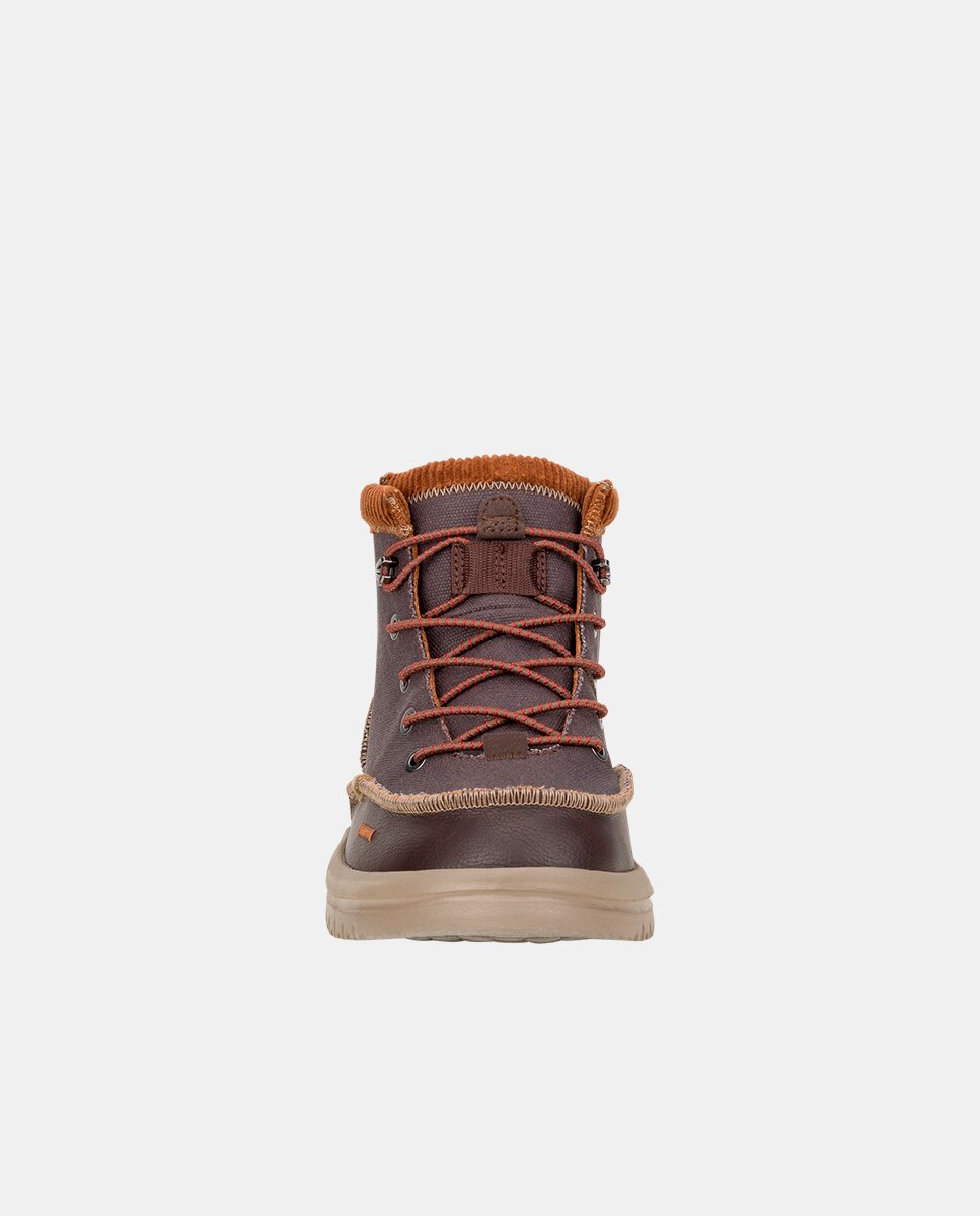 Botines de cordones de hombre en lona encerada y pana - HeyDude - Marrón oscuro Marrón oscuro-4
