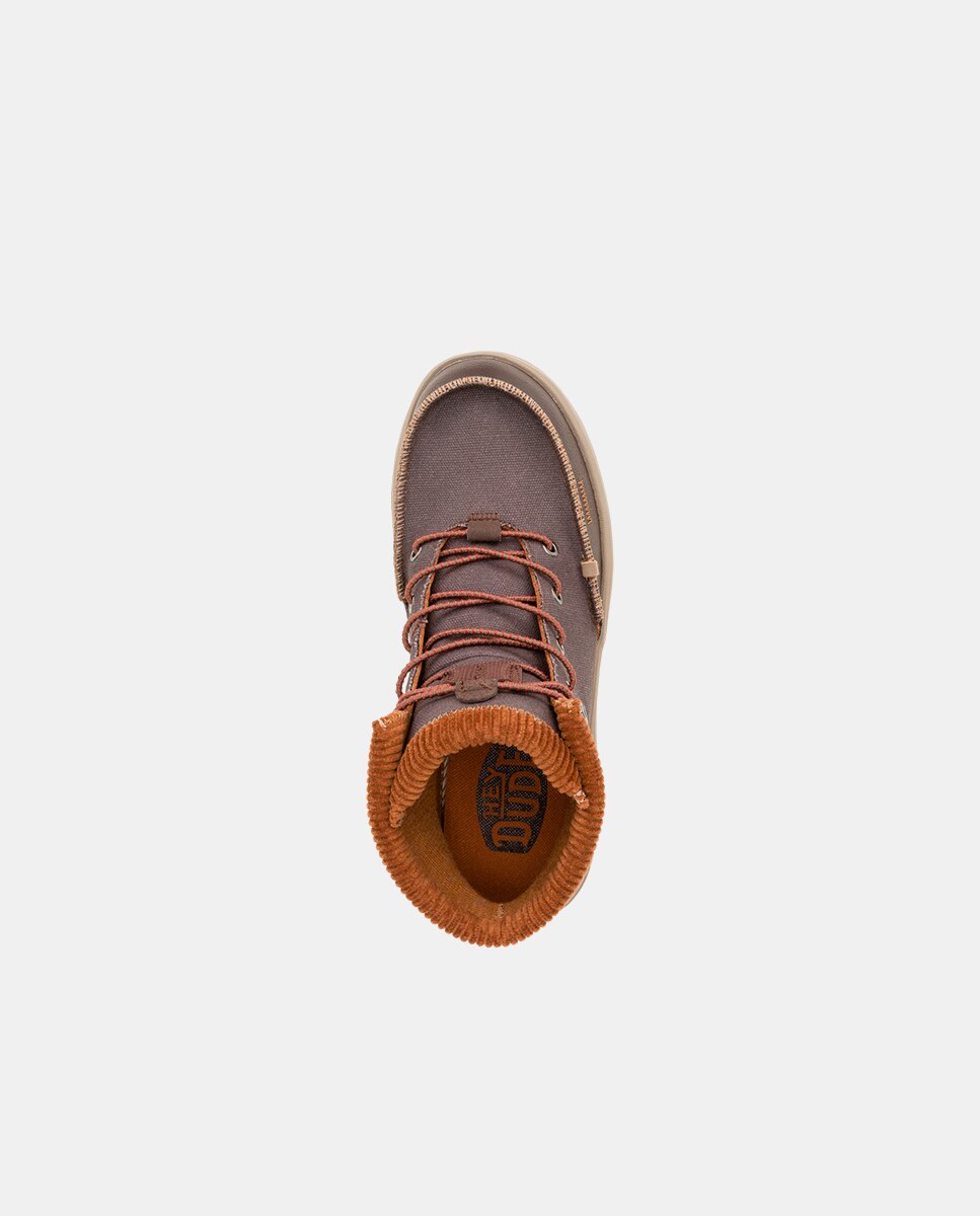 Botines de cordones de hombre en lona encerada y pana - HeyDude - Marrón oscuro Marrón oscuro-6