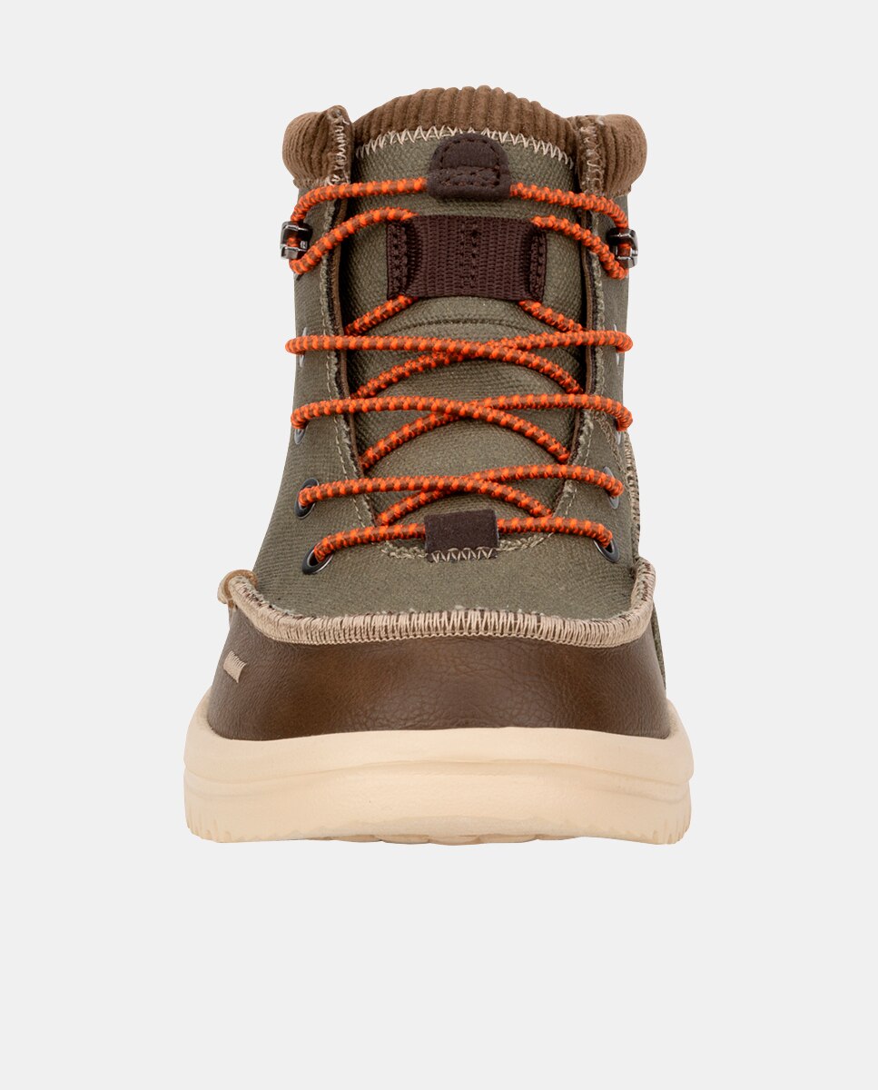 Botines de cordones de hombre en lona encerada y pana - HeyDude - Verde oscuro Verde oscuro-4