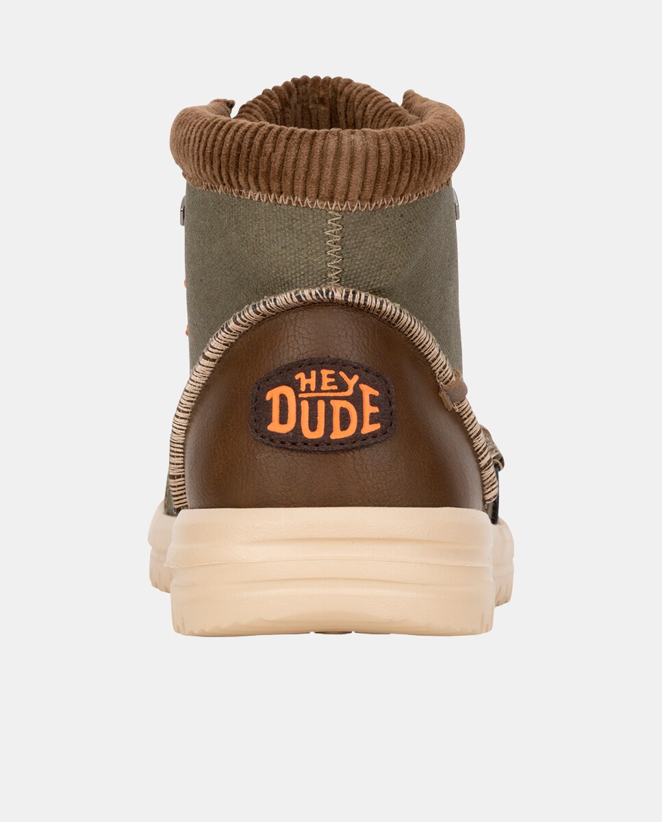 Botines de cordones de hombre en lona encerada y pana - HeyDude - Verde oscuro Verde oscuro-5