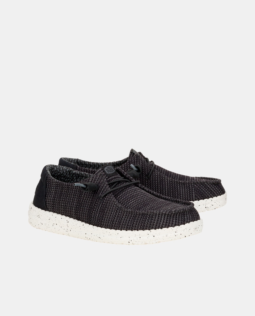Imagen 2 de Zapatillas de cordones de mujer en malla elástica - Negro / Blanco Negro / Blanco