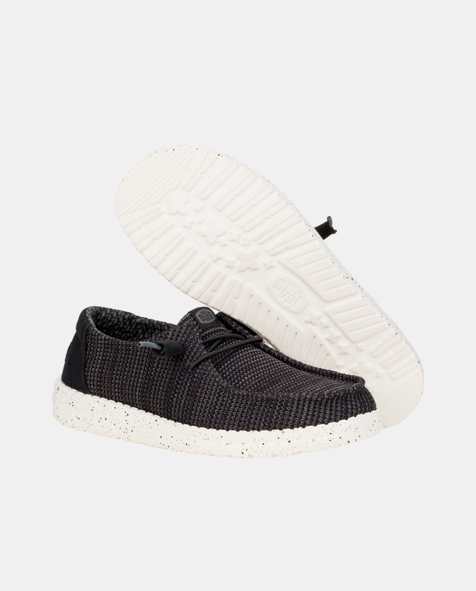 Imagen 3 de Zapatillas de cordones de mujer en malla elástica - Negro / Blanco Negro / Blanco