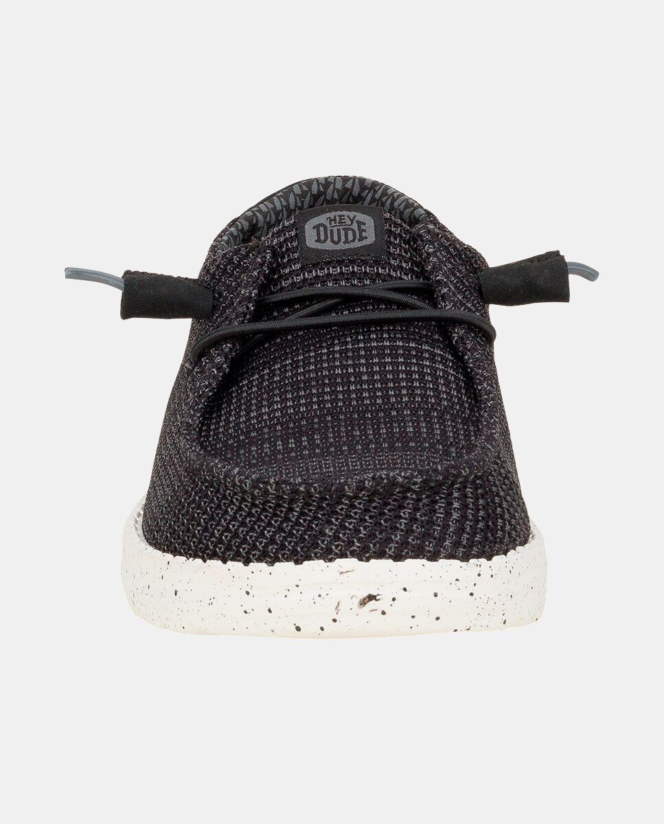 Imagen 4 de Zapatillas de cordones de mujer en malla elástica - Negro / Blanco Negro / Blanco