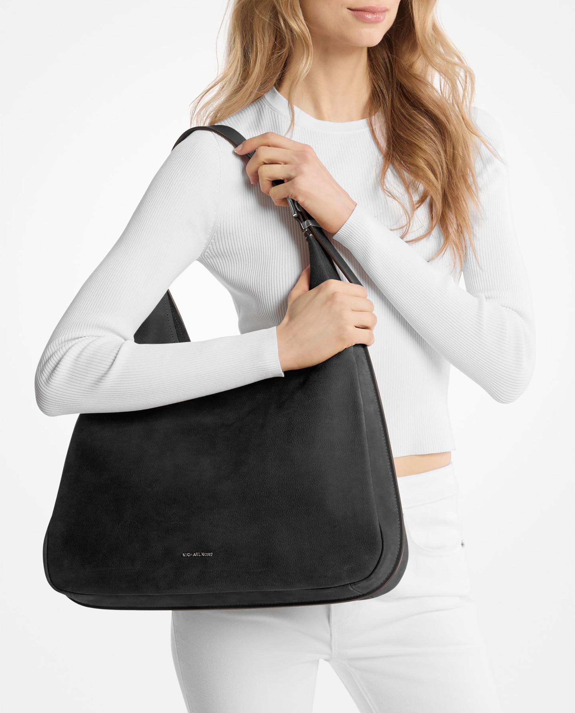 Bolso de hombro nolita grande de nobuck - Michael Michael Kors - Negro Negro-2