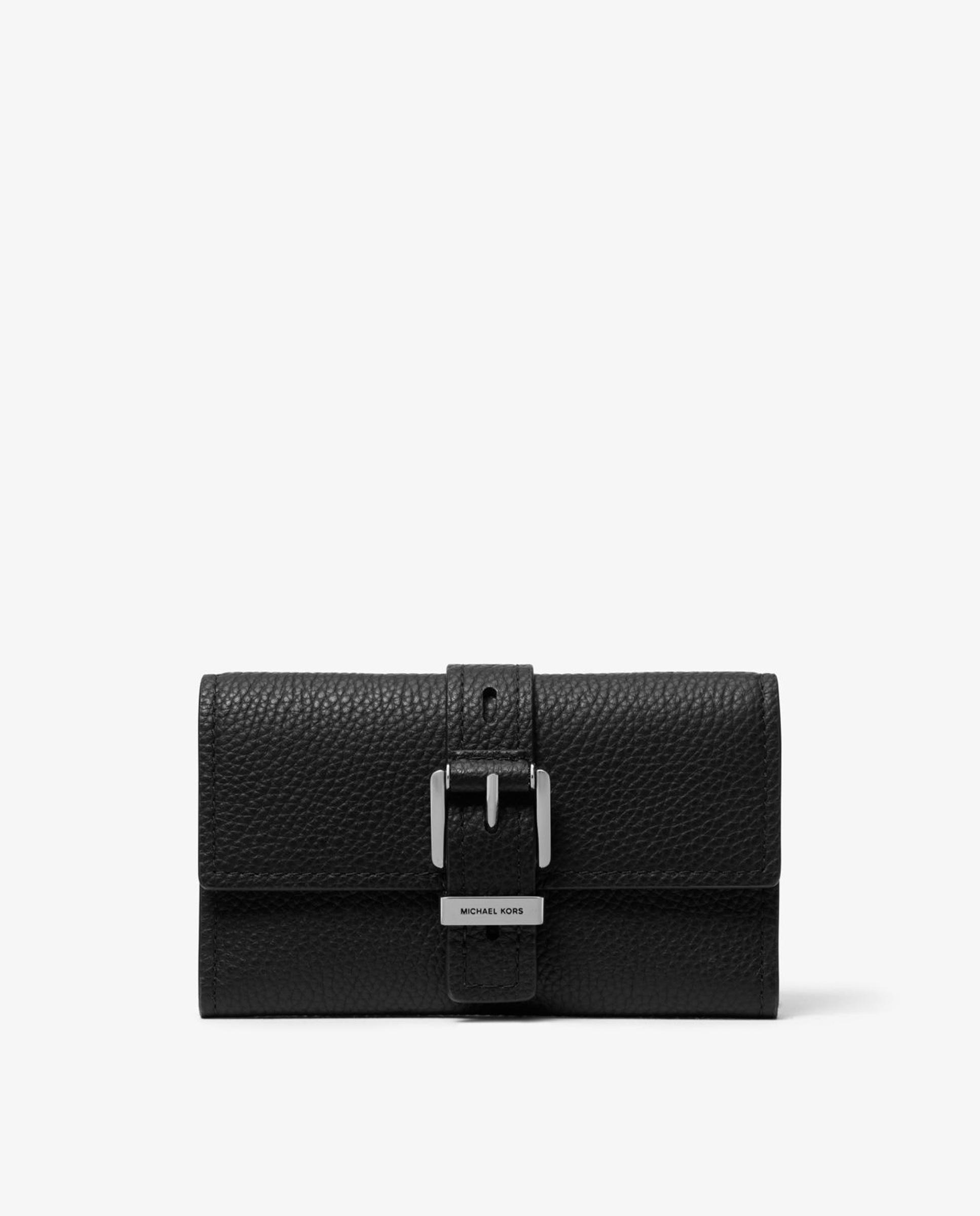 Cartera de mujer nolita mediana de piel granulada con tres pliegues - Michael Michael Kors - Negro Negro-1