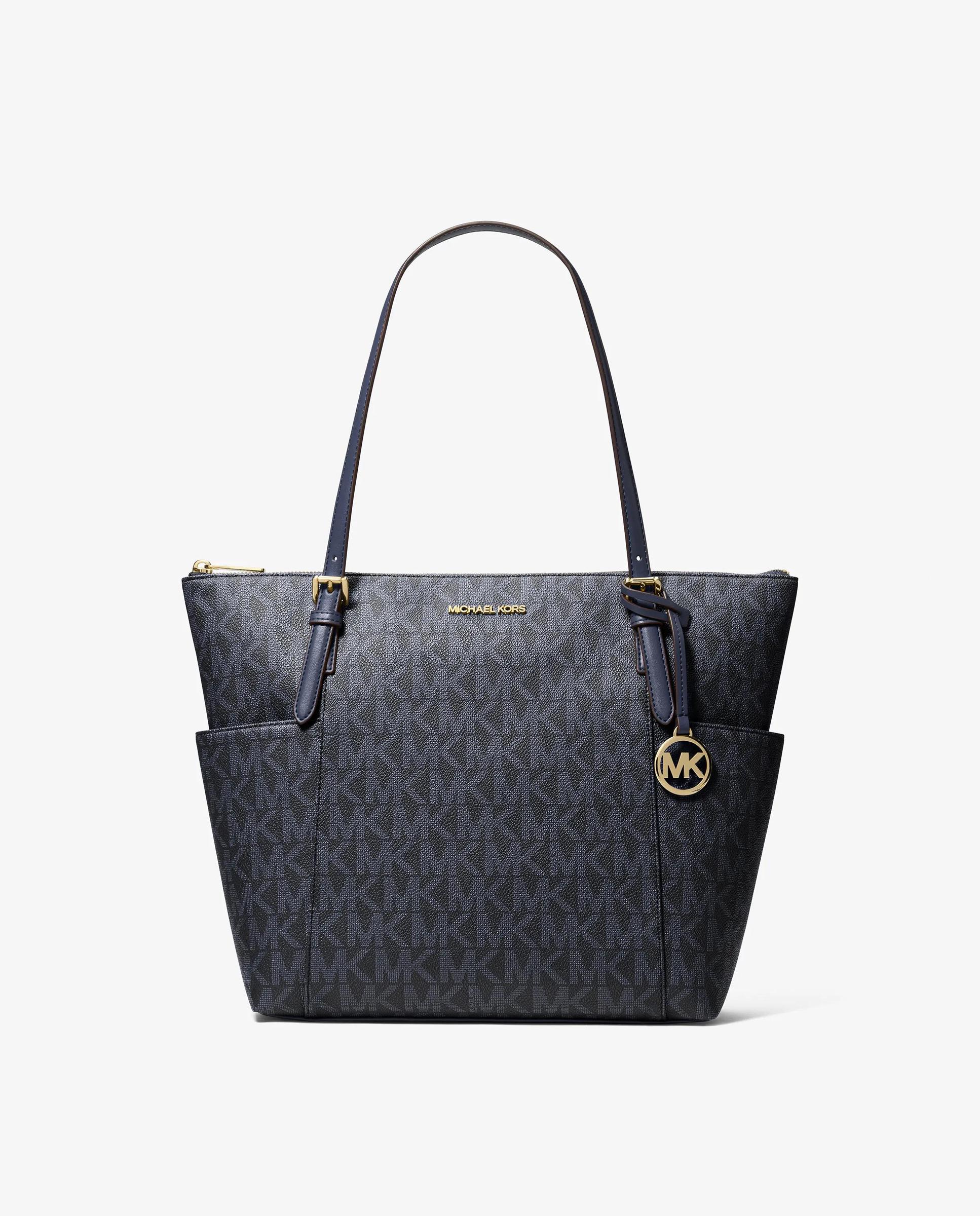 Imagen 0 de Bolso shopper tote charlotte mediano con logotipo y cremallera superior Azul marino