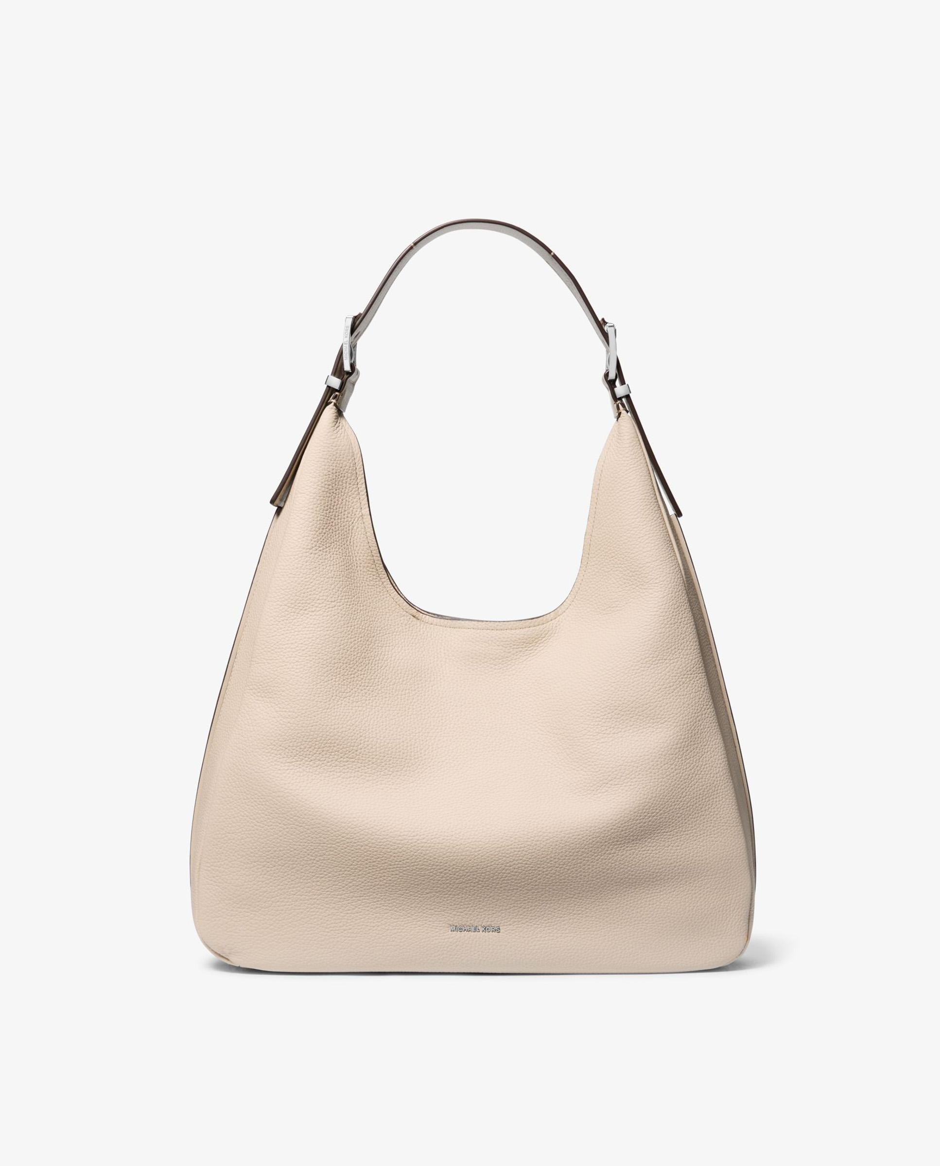 Imagen 0 de Bolso de hombro nolita grande de piel granulada Beige