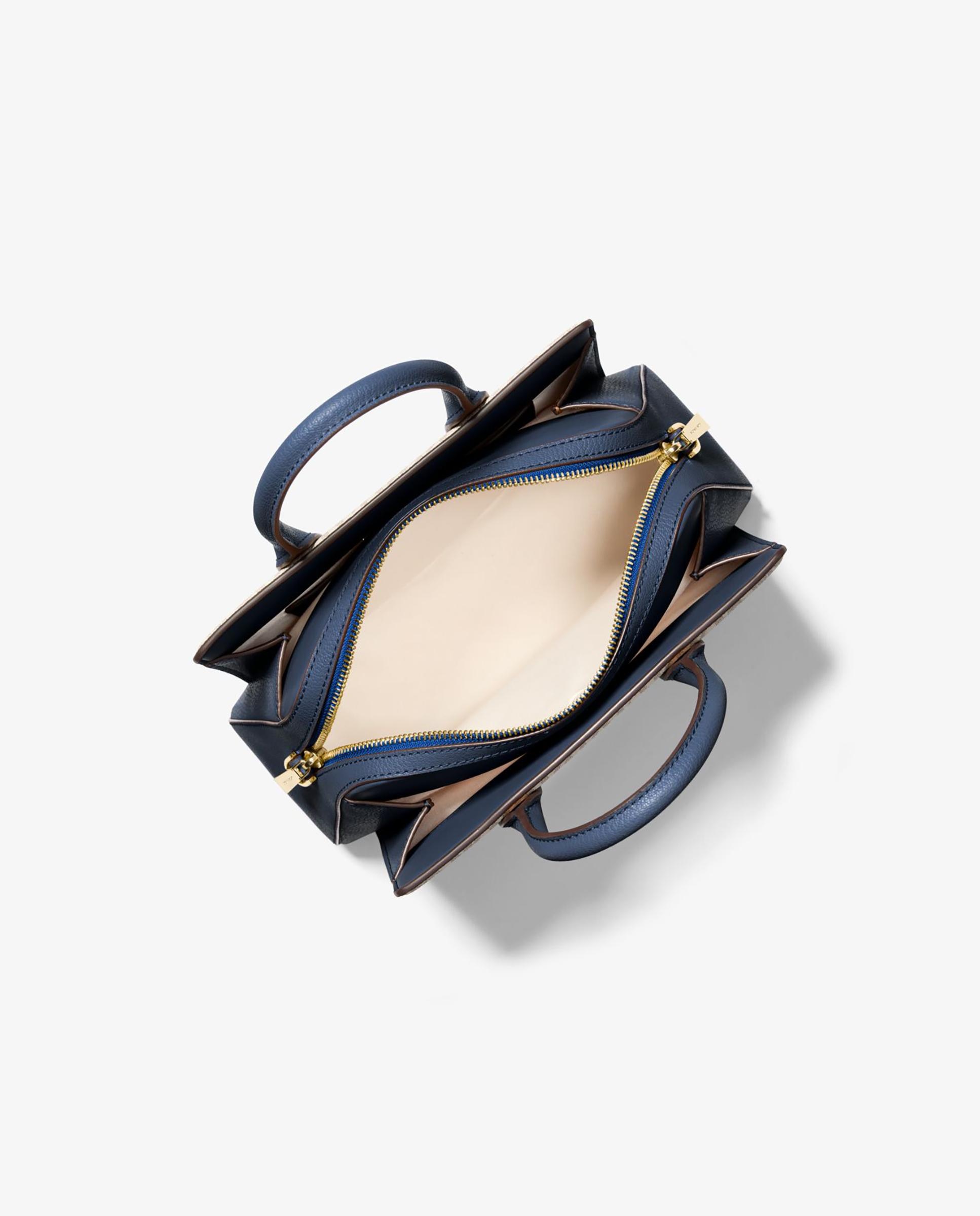 Bandolera de mujer satchel laila pequeña de piel granulada - Michael Michael Kors - Azul marino Azul marino-3