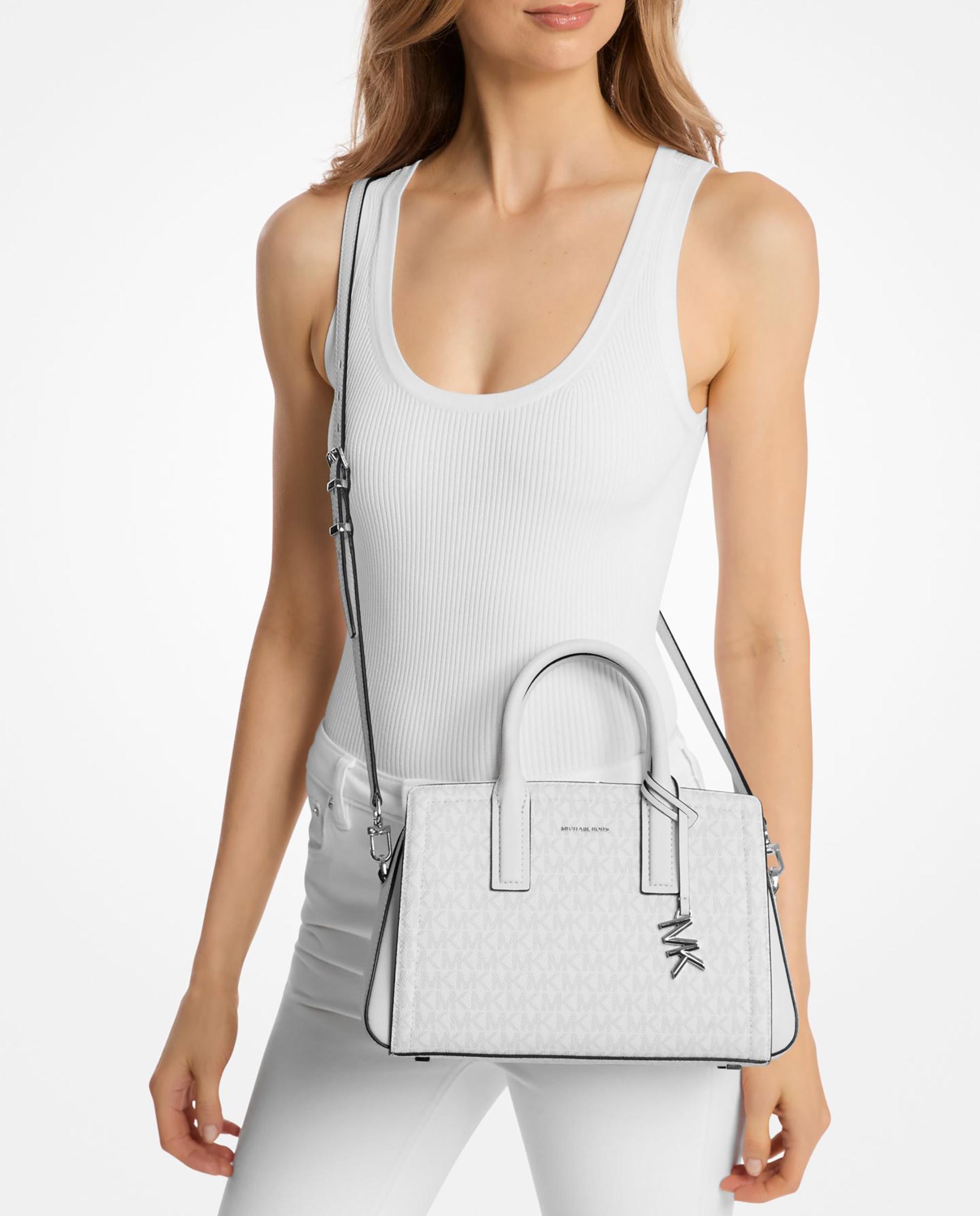 Bandolera de mujer satchel Laila con estampado de logotipos - Michael Michael Kors - Blanco Blanco-2