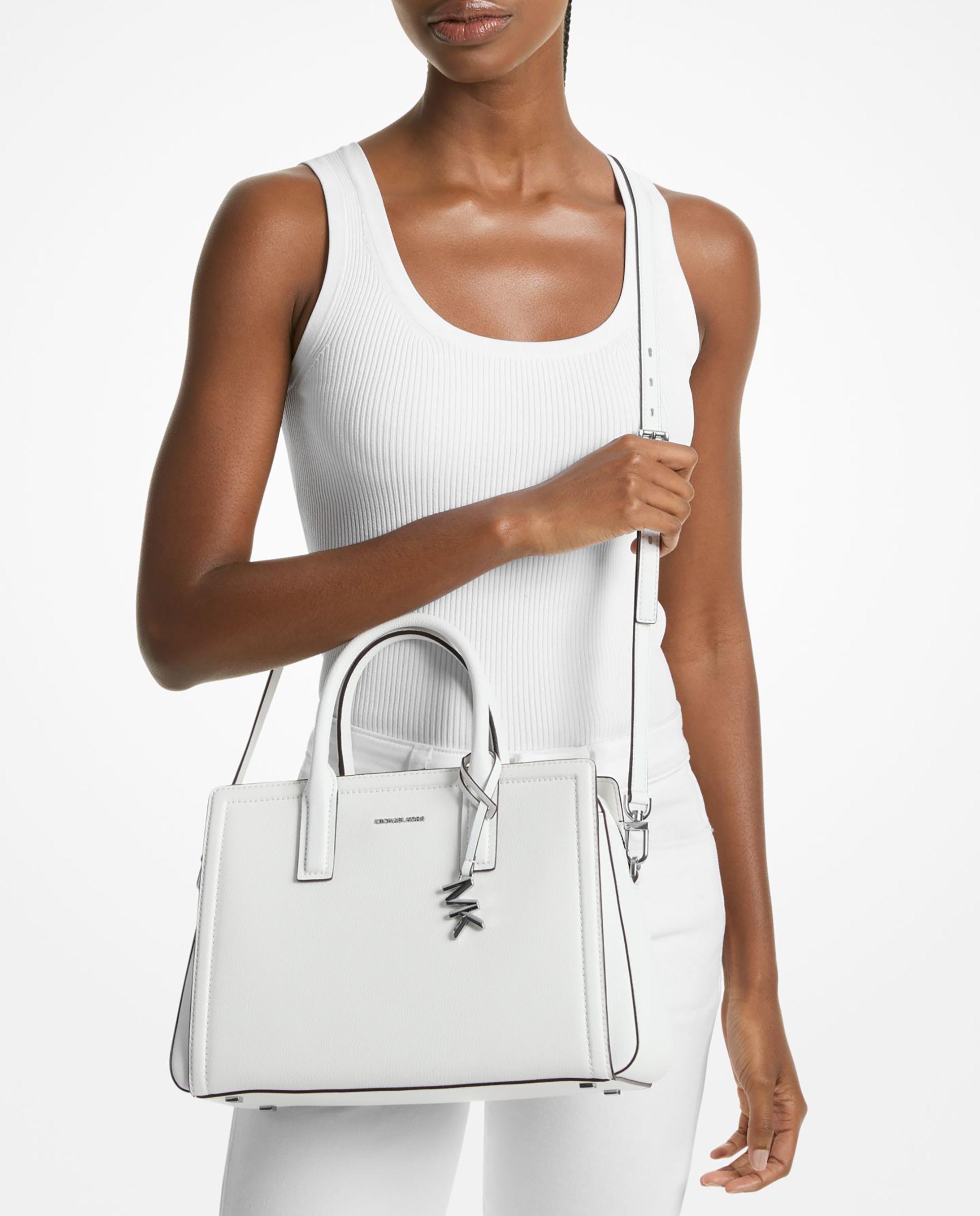 Bandolera de mujer satchel laila mediana de piel - Michael Michael Kors - Blanco Blanco-2