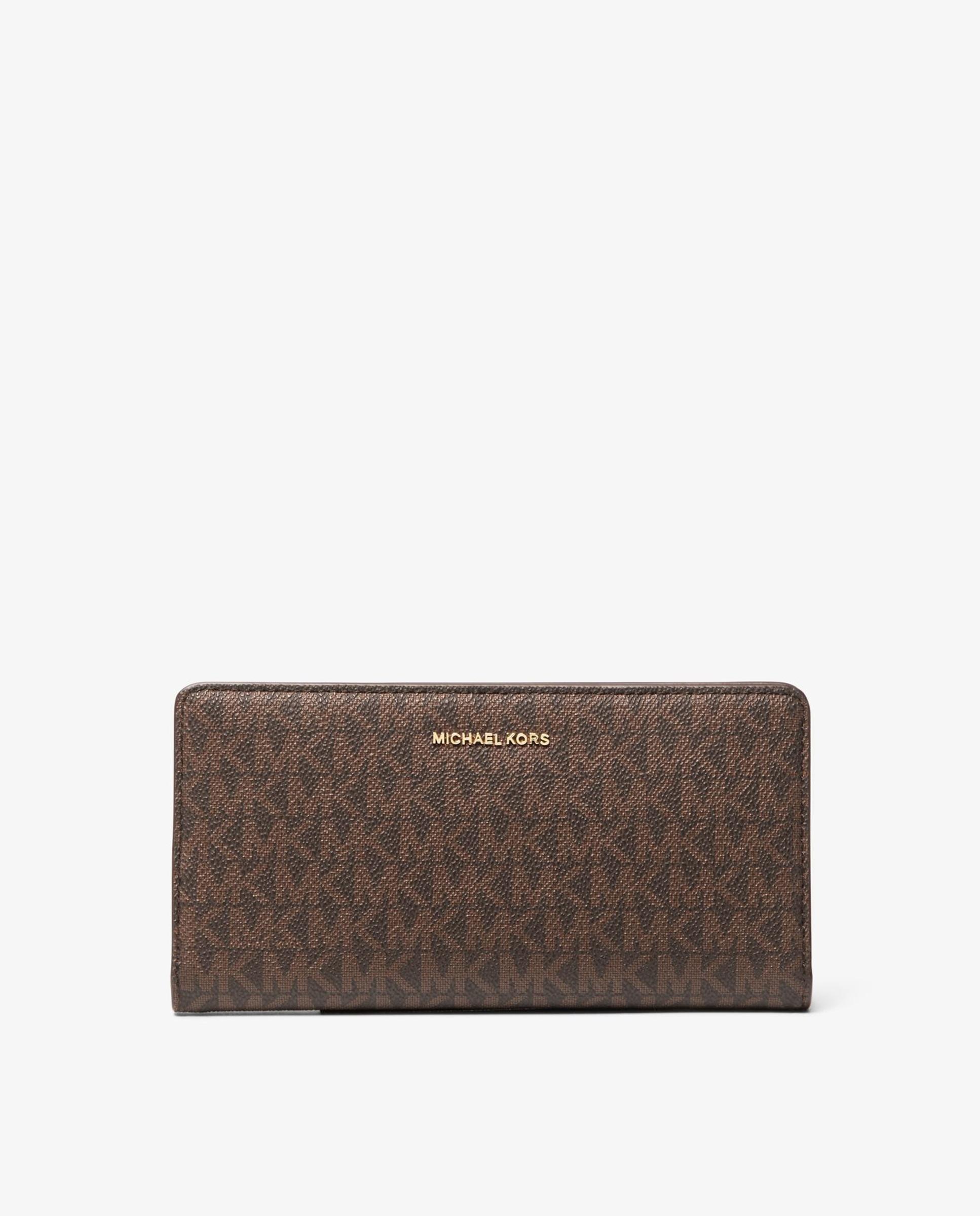 Cartera de mujer bryant grande con logotipo y cierre delantero con botón a presión - Michael Michael Kors - Marrón Marrón-1