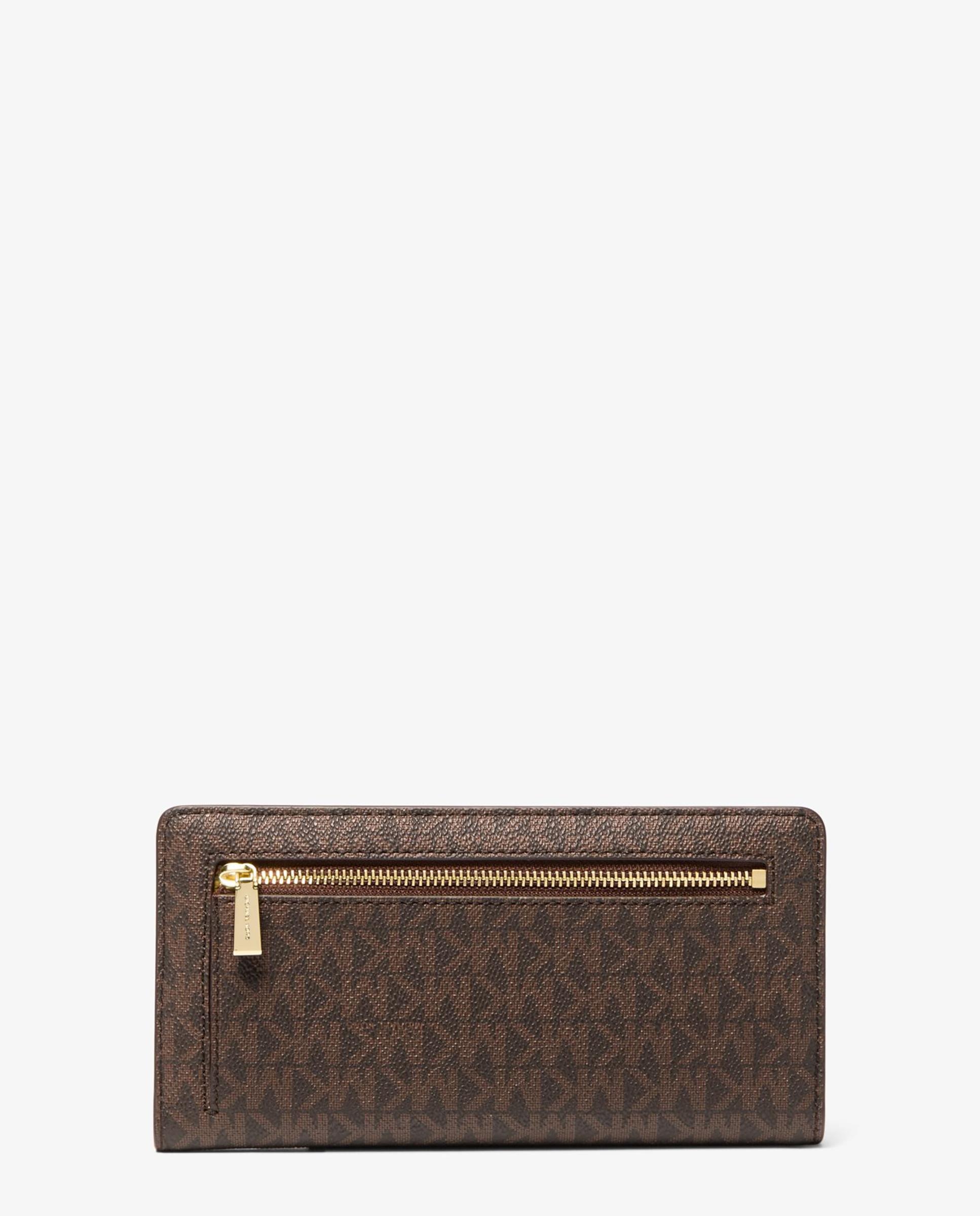 Cartera de mujer bryant grande con logotipo y cierre delantero con botón a presión - Michael Michael Kors - Marrón Marrón-3