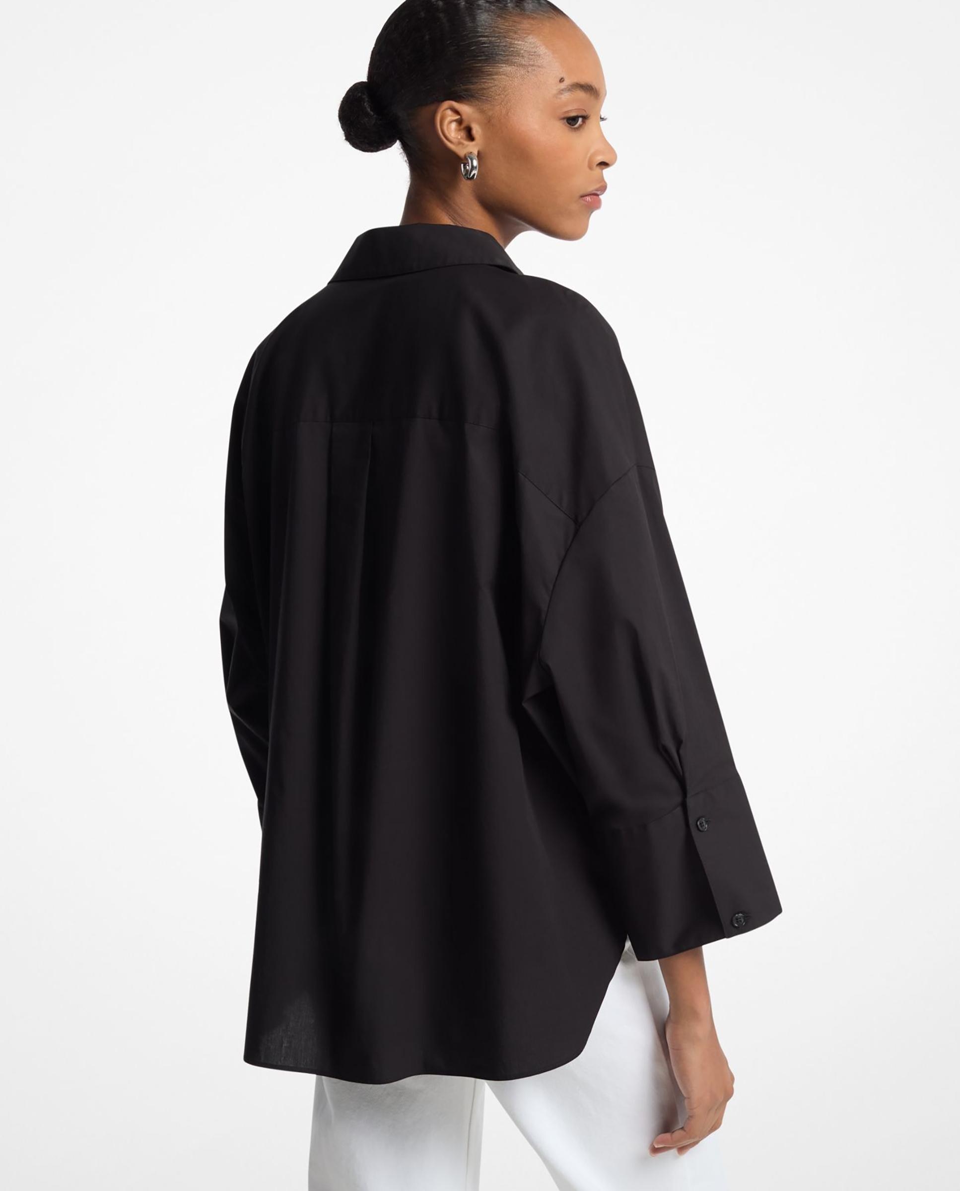 Camisa de mujer de popelina de algodón con silueta cuadrada - Michael Michael Kors - Gris oscuro Gris oscuro-2