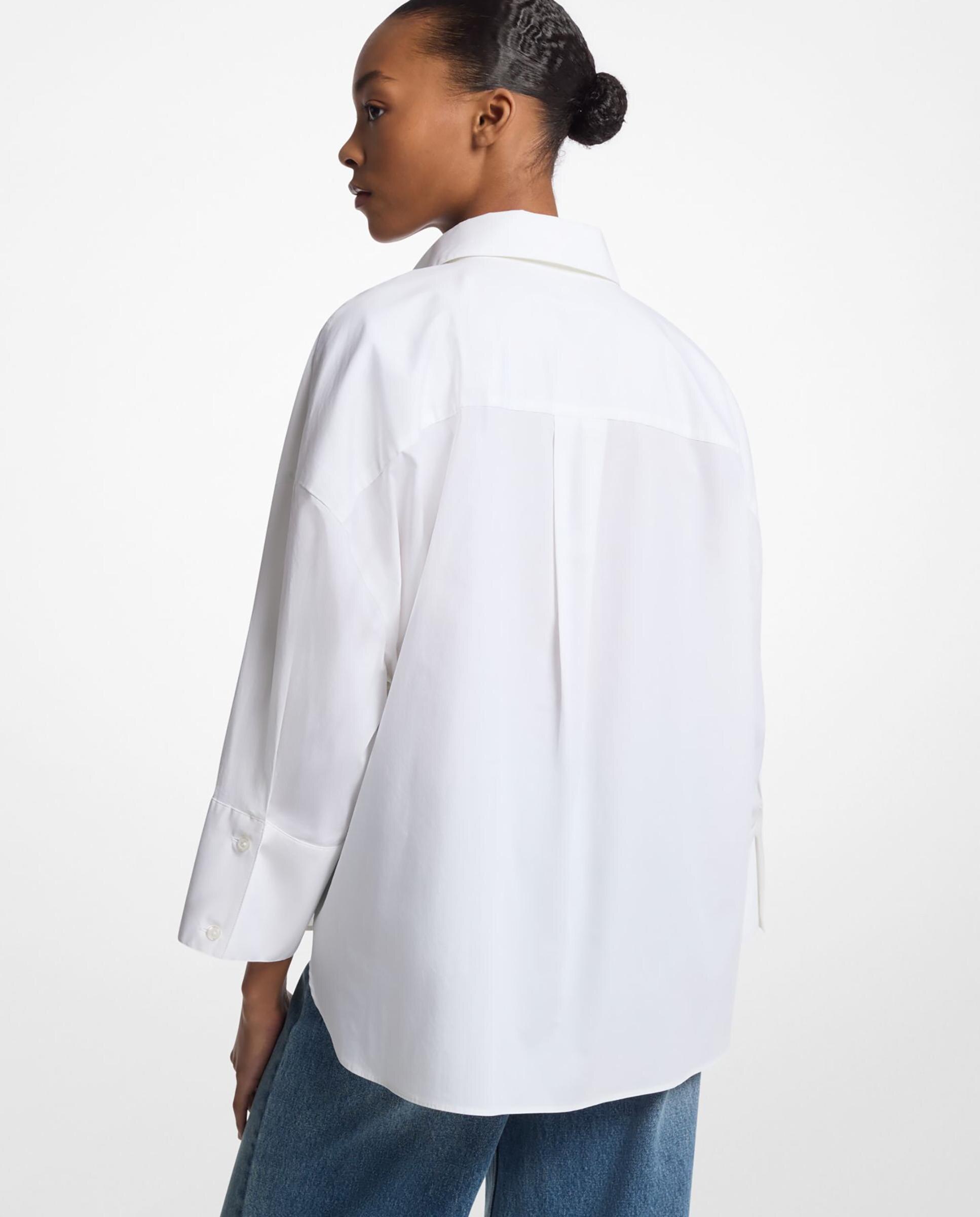Camisa de mujer de popelina de algodón con silueta cuadrada - Michael Michael Kors - Blanco Blanco-2