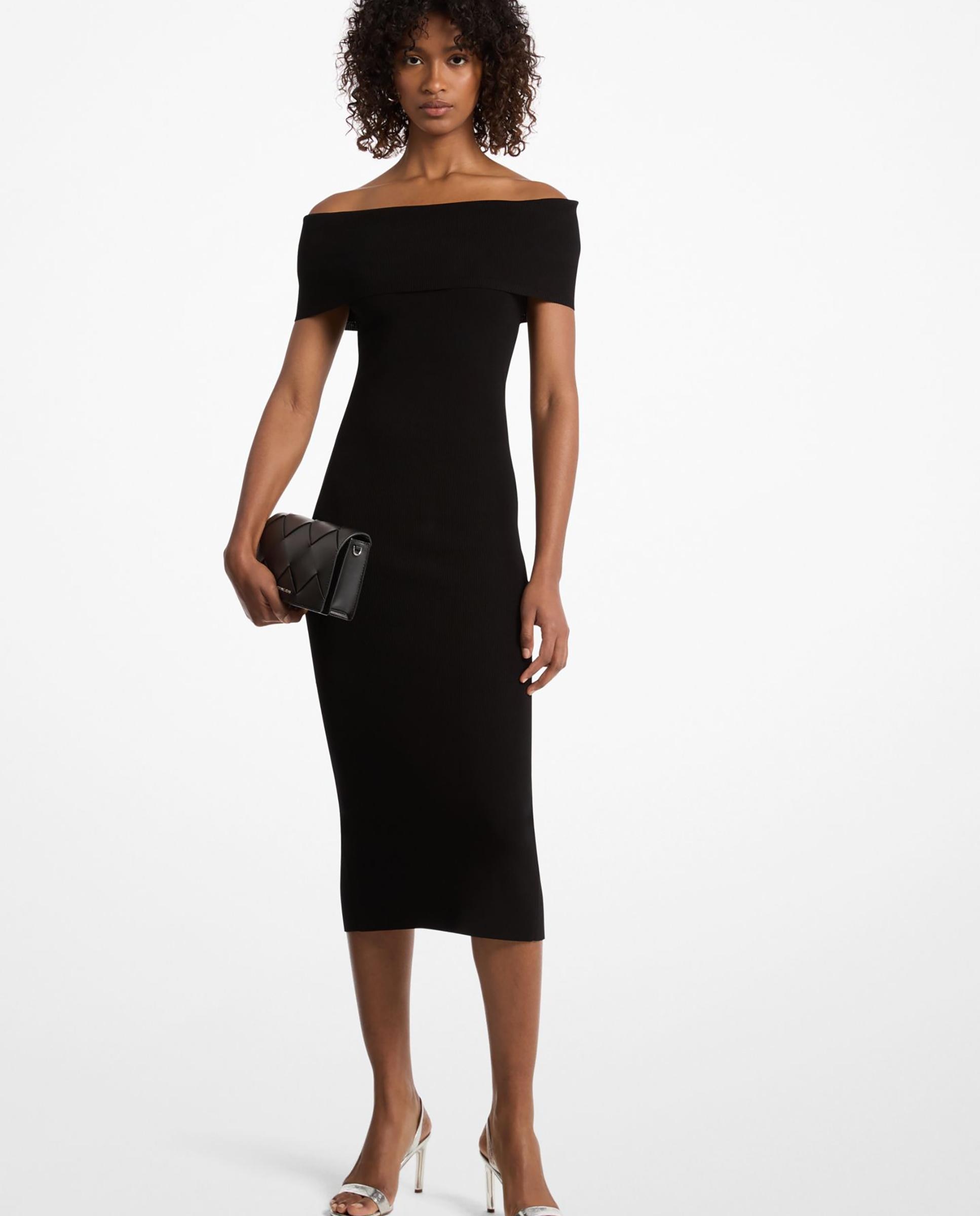 Michael Michael Kors - Vestido midi de punto elástico con los hombros descubiertos.