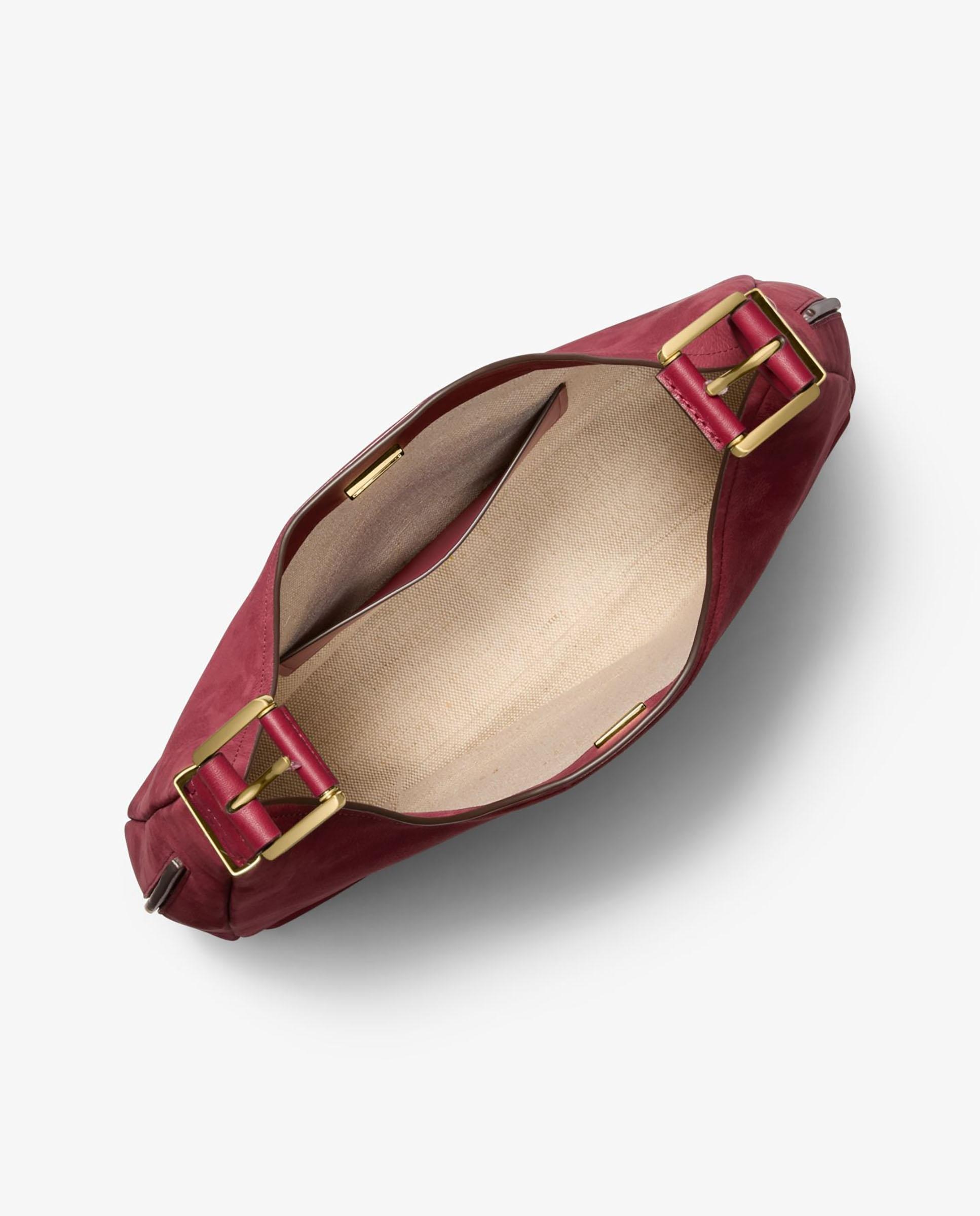 Imagen 3 de Bolso de hombro hobo nolita grande de nobuck - Michael Michael Kors - Granate Granate