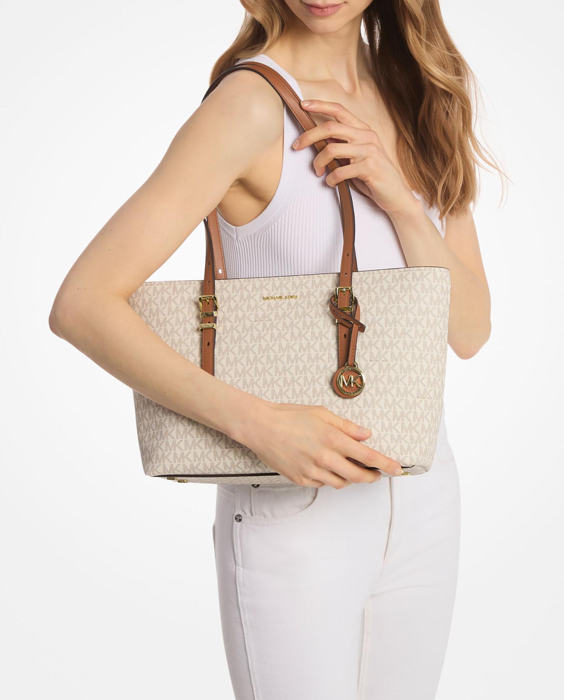 Bolso shopper tote quinn mediano de piel con logotipo - Michael Michael Kors - Crema Crema-2