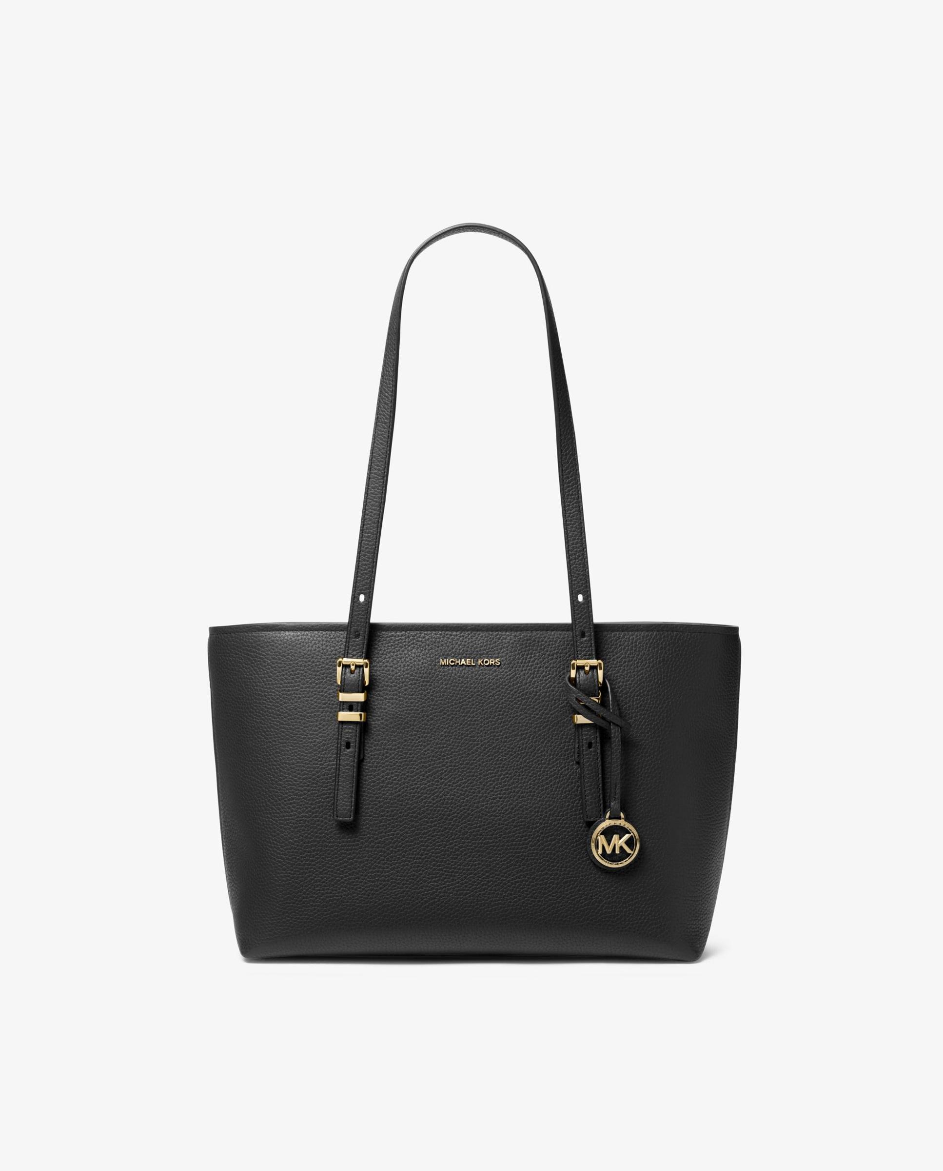 Bolso shopper tote Quinn mediano de piel granulada - Michael Michael Kors - Negro Negro-1