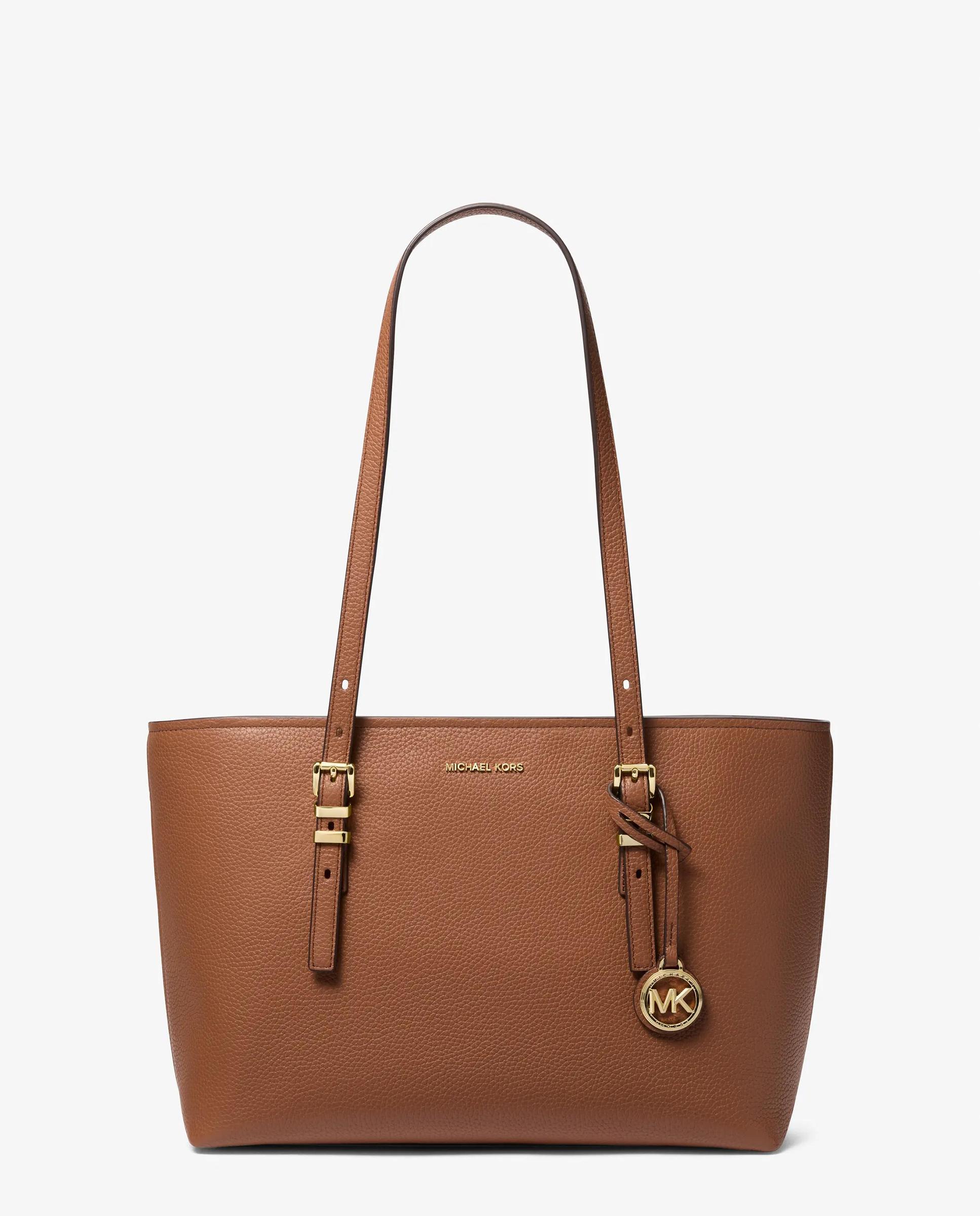 Bolso shopper tote Quinn mediano de piel granulada - Michael Michael Kors - Marrón claro Marrón claro-1