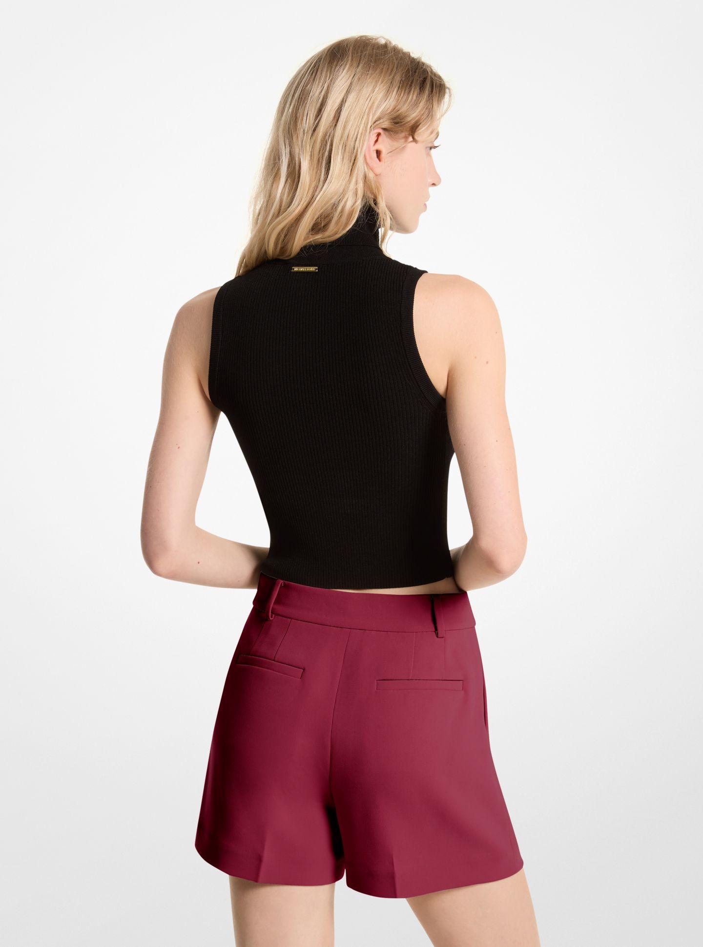 Bermudas de mujer en crepé con pinzas - Michael Michael Kors - Burdeos Burdeos-2