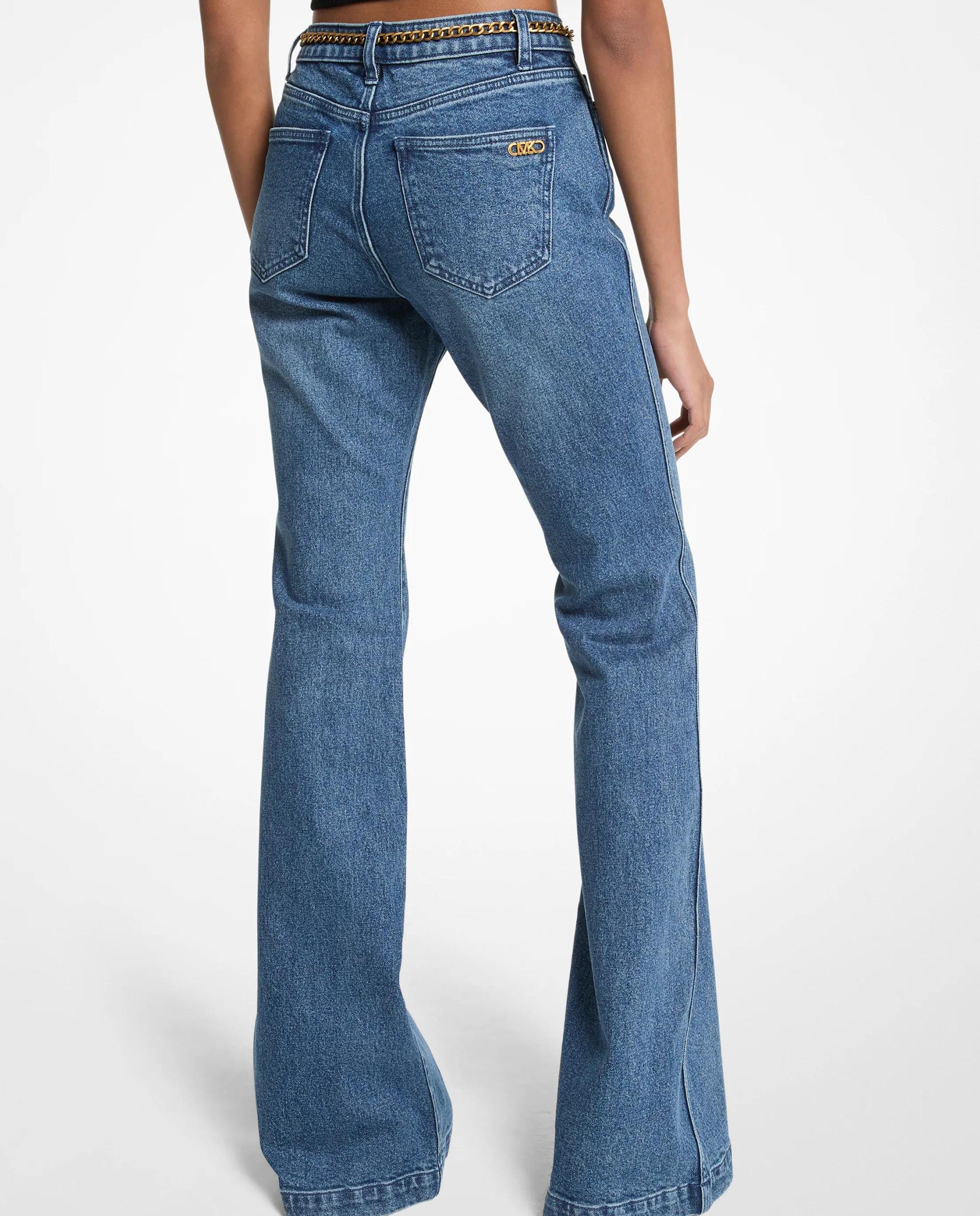 Vaquero campana de mujer de algodón elástico con cinturón - Michael Michael Kors - Azul índigo Azul índigo-2