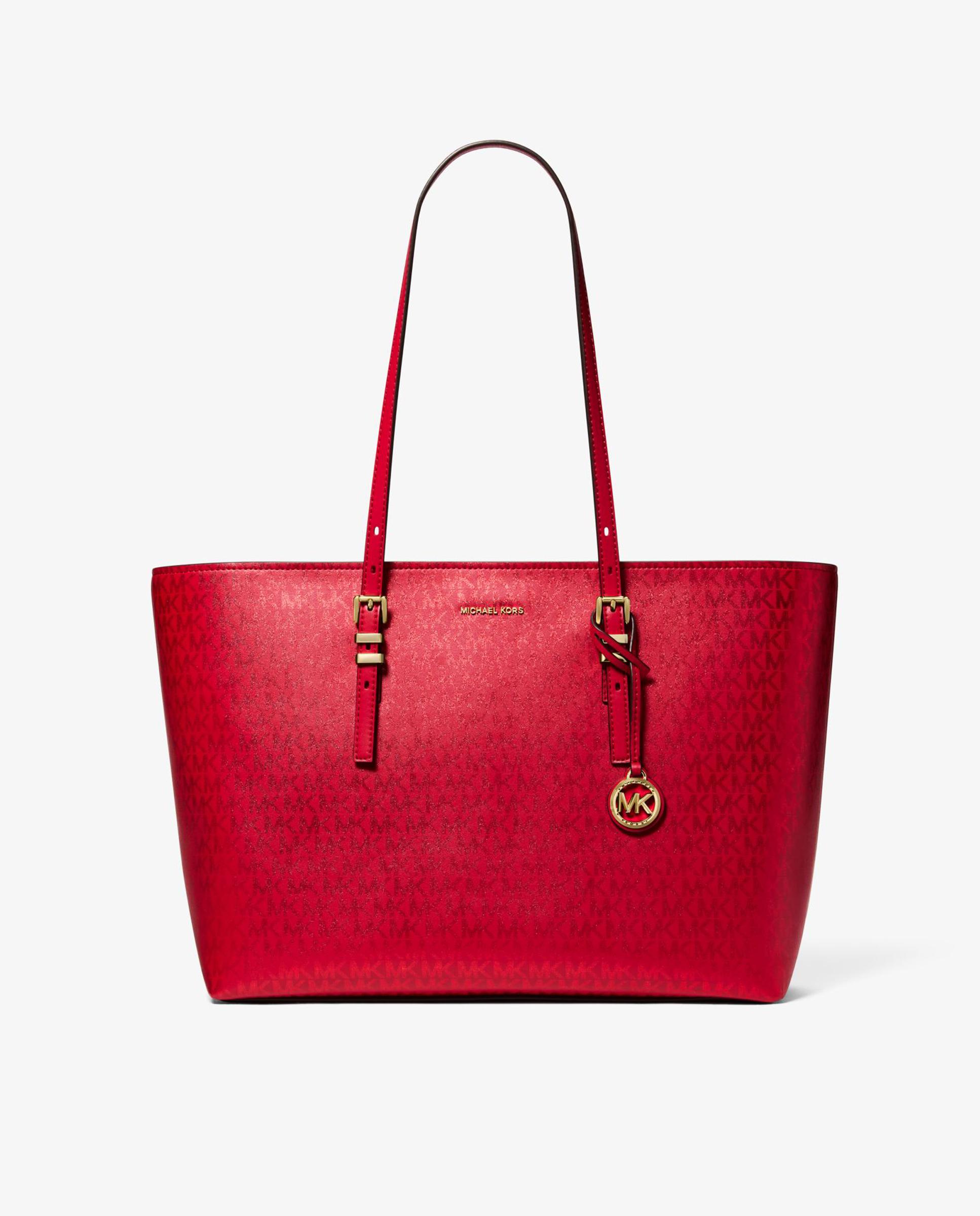 Bolso shopper tote quinn grande metalizado con logotipo - Michael Michael Kors - Rojo Rojo-1