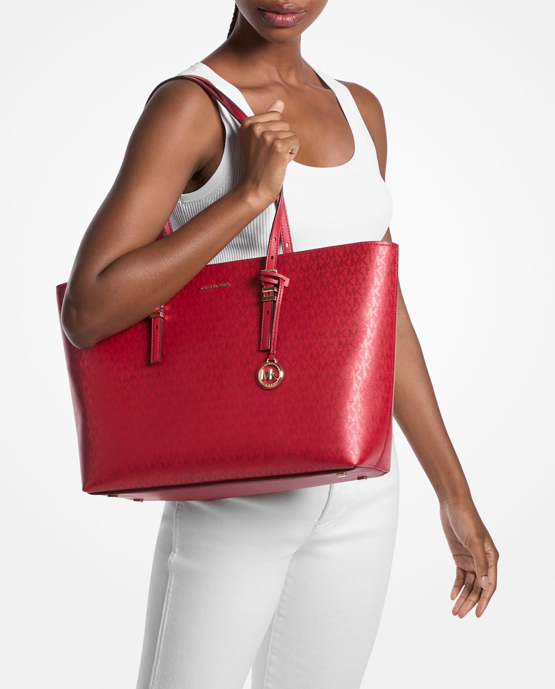 Bolso shopper tote quinn grande metalizado con logotipo - Michael Michael Kors - Rojo Rojo-2