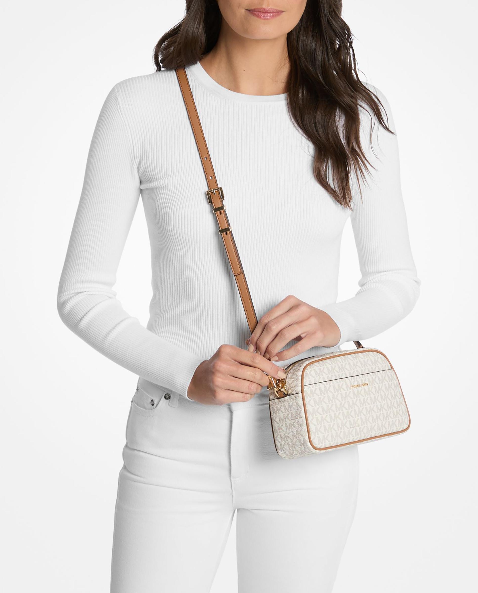 Bandolera de mujer jet set pequeña con logotipo - Michael Michael Kors - Crema Crema-2