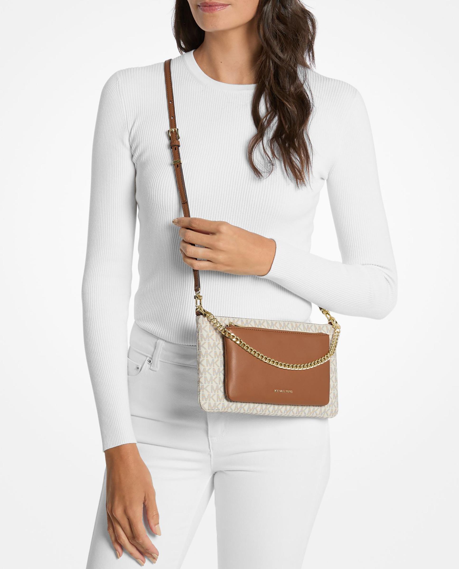 Bandolera de mujer jet set mediana transformable con logotipo - Michael Michael Kors - Marfil Marfil-2