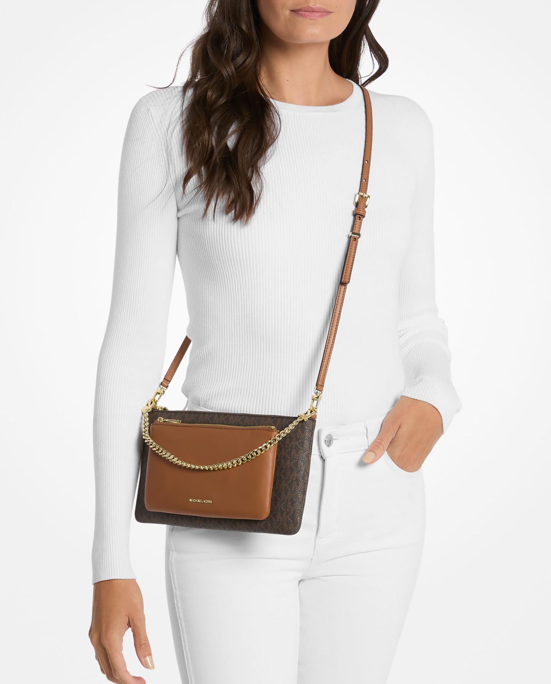Bandolera de mujer jet set mediana transformable con logotipo - Michael Michael Kors - Marrón oscuro Marrón oscuro-2
