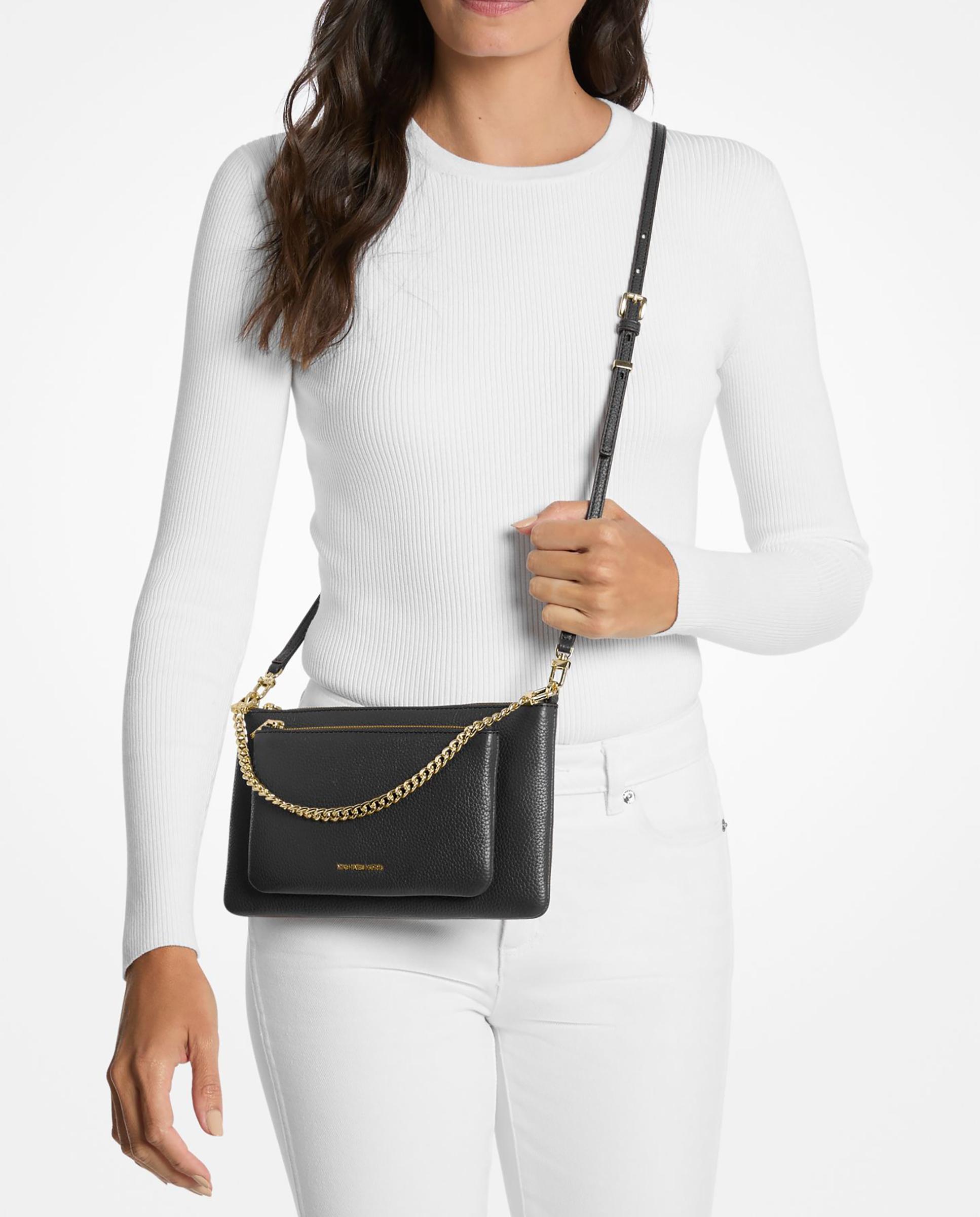 Bandolera de mujer jet set mediana transformable de piel granulada - Michael Michael Kors - Negro Negro-2