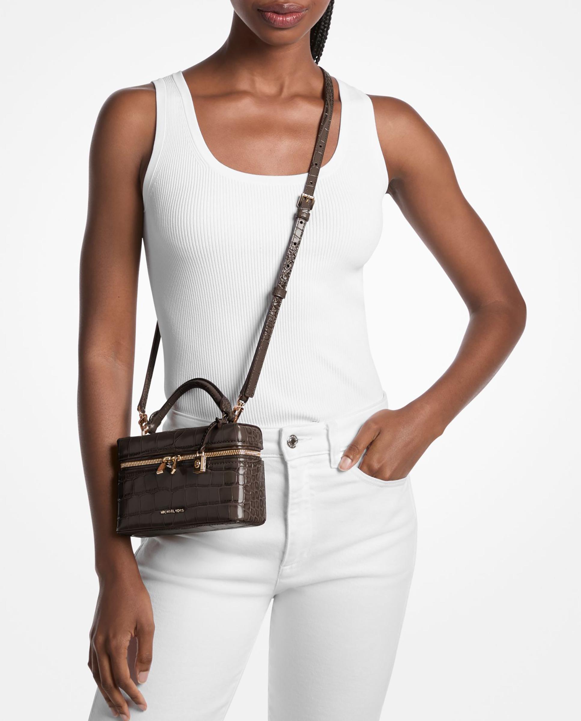 Bandolera de mujer transformable jana extrapequeña de piel con motivo de cocodrilo en relieve - Michael Michael Kors - Marrón chocolate Marrón chocolate-2