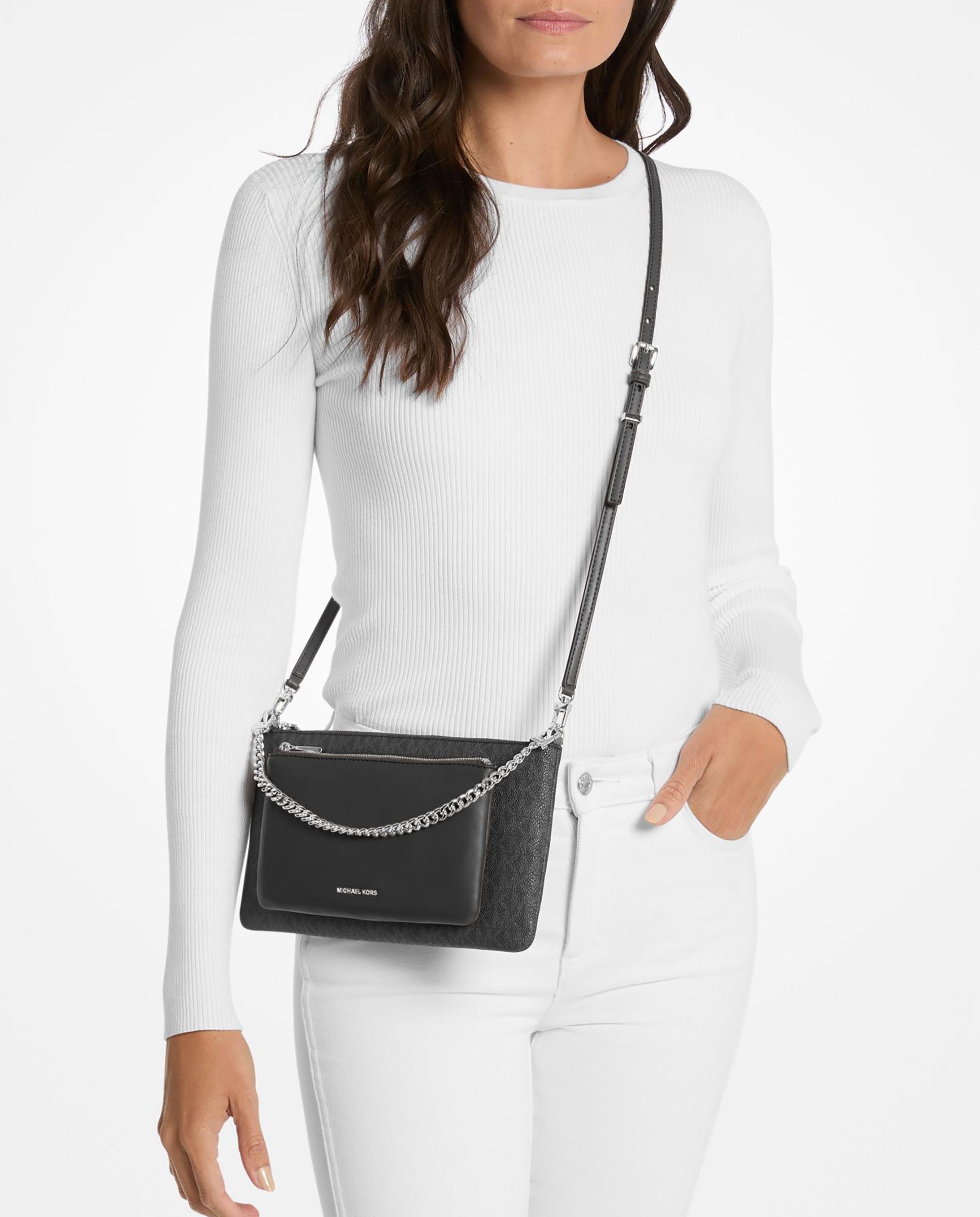 Bandolera de mujer jet set mediana transformable con logotipo - Michael Michael Kors - Negro Negro-2