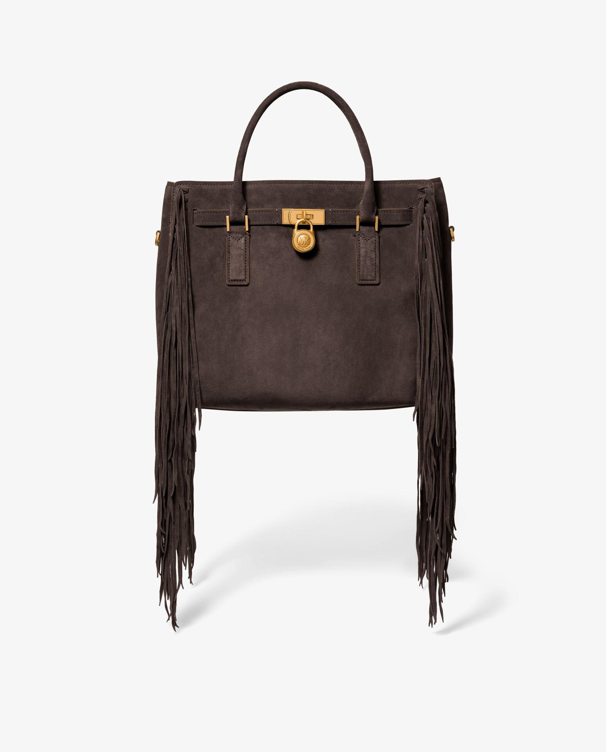 Bolso de mano tipo satchel Hamilton Moderne de ante con flecos - Michael Michael Kors - Marrón oscuro Marrón oscuro-1