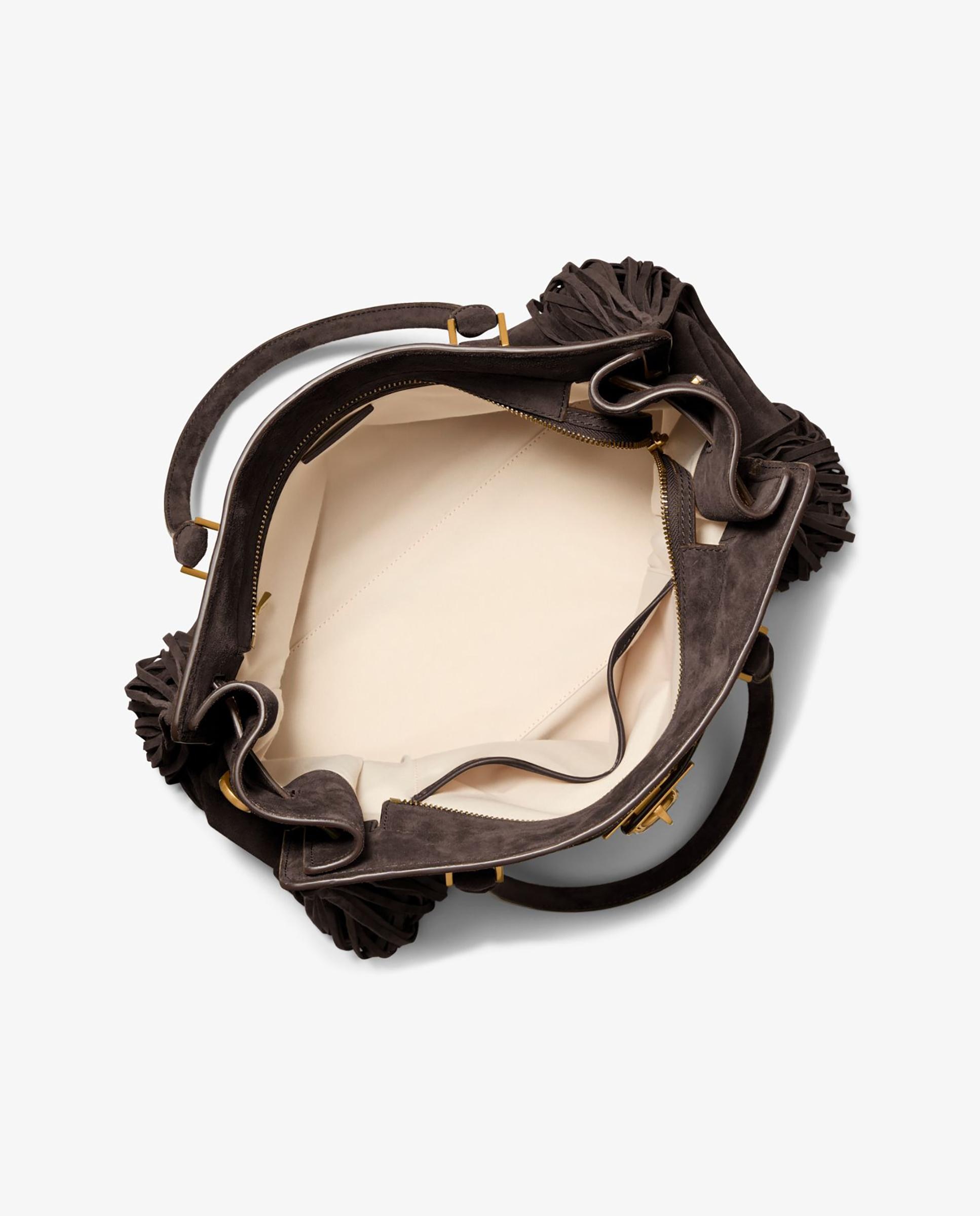 Bolso de mano tipo satchel Hamilton Moderne de ante con flecos - Michael Michael Kors - Marrón oscuro Marrón oscuro-3