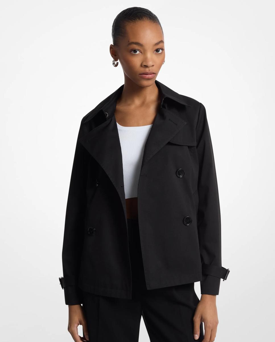 Imagen 1 de Gabardina de mujer corta con botones Negro