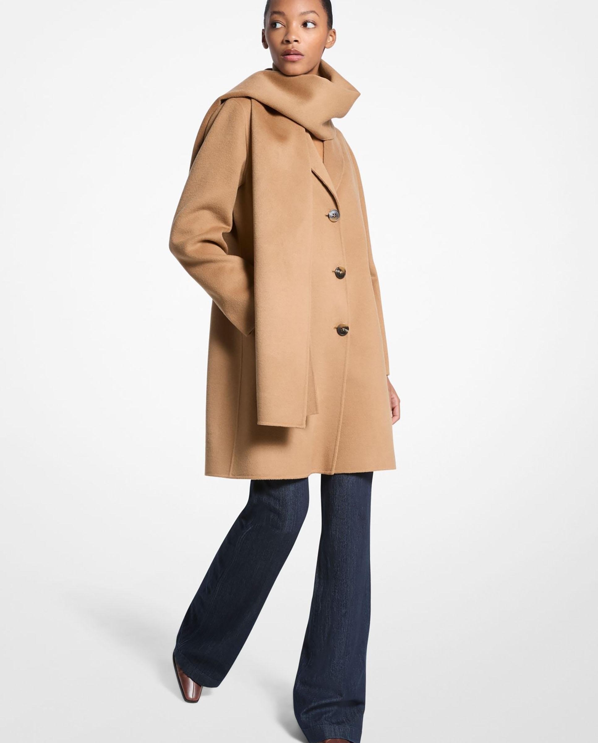 Michael Michael Kors - Abrigo de paño de mujer en mezcla de lana con cuello de bufanda.