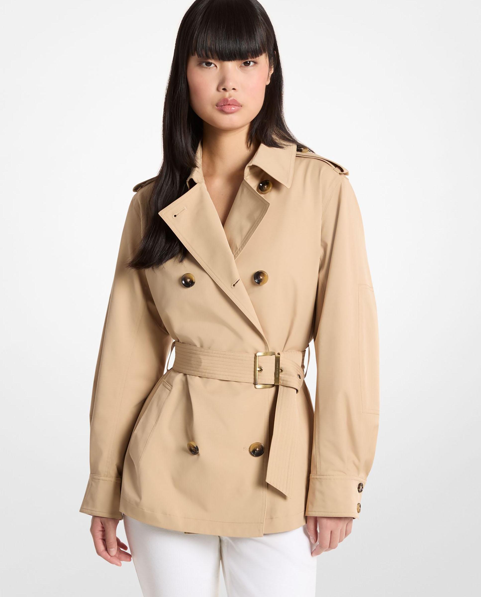 Michael Michael Kors - Gabardina de mujer corta con cinturón.