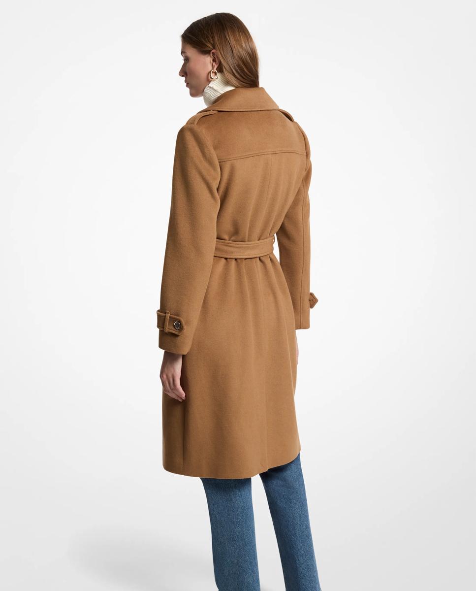 Abrigo de paño de mujer mezcla de lana con cinturón - Michael Michael Kors - Canela Canela-2