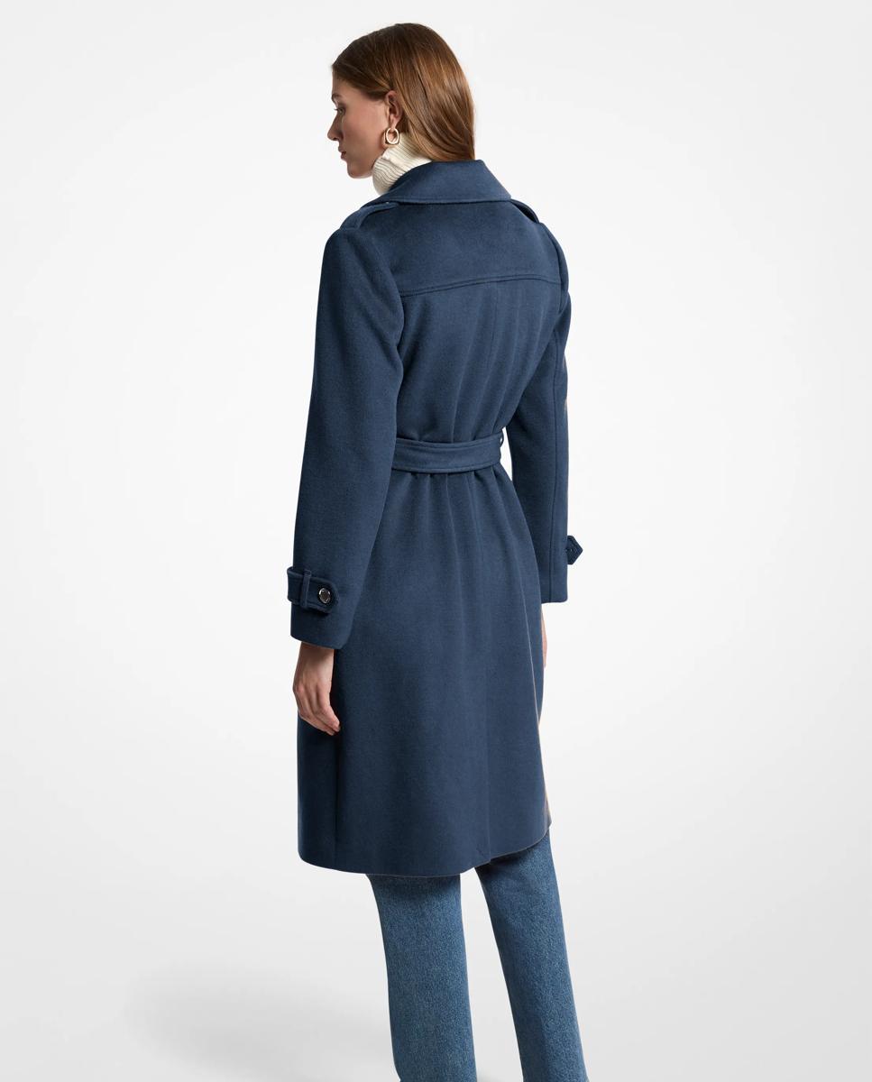Abrigo de paño de mujer mezcla de lana con cinturón - Michael Michael Kors - Azul oscuro Azul oscuro-2