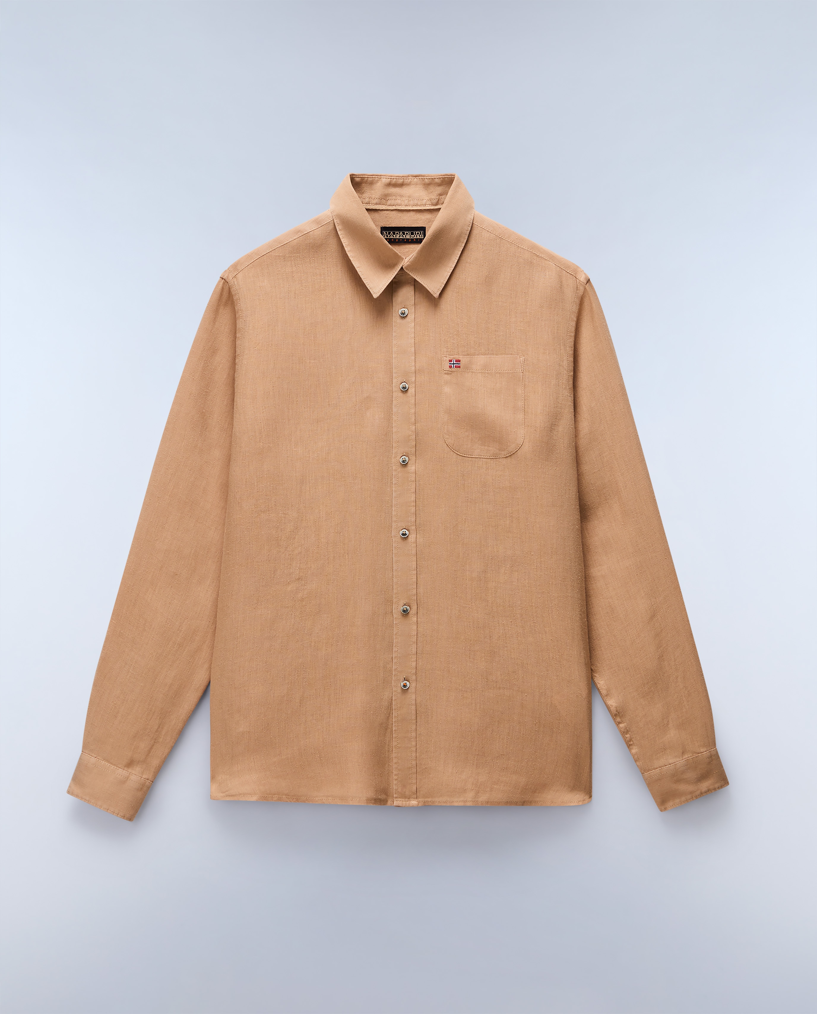 Imagen 5 de Camisa de lino de hombre linen ls de corte regular y manga larga - Napapijri - Marrón claro Marrón claro