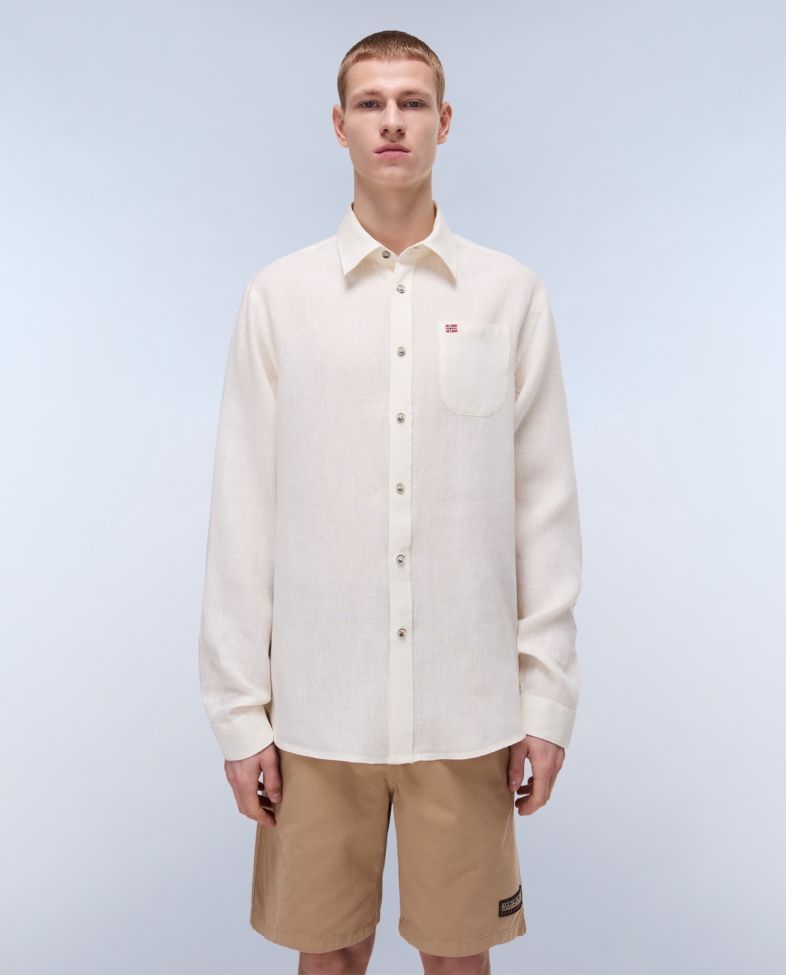 Imagen 1 de Camisa de lino de hombre linen ls de corte regular y manga larga - Napapijri - Blanco Blanco