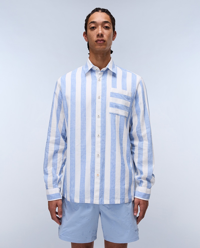 Napapijri - Camisa de hombre Brolio LS de corte relaxed de rayas.