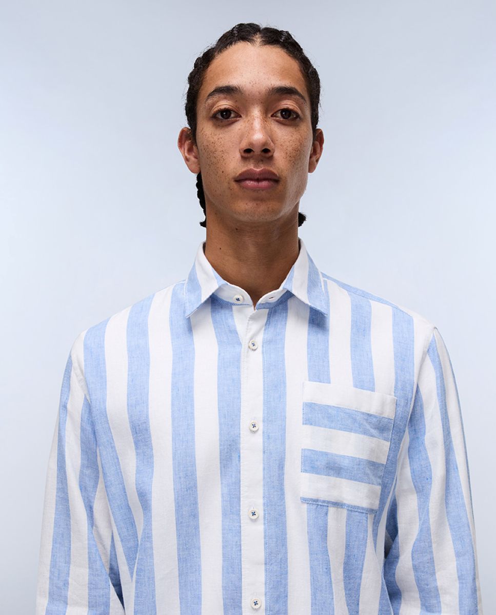 Imagen 2 de Camisa de hombre brolio ls de corte relaxed de manga larga - Napapijri - Azul / Blanco Azul/Blanco