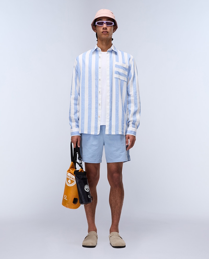 Imagen 3 de Camisa de hombre brolio ls de corte relaxed de manga larga - Napapijri - Azul / Blanco Azul/Blanco